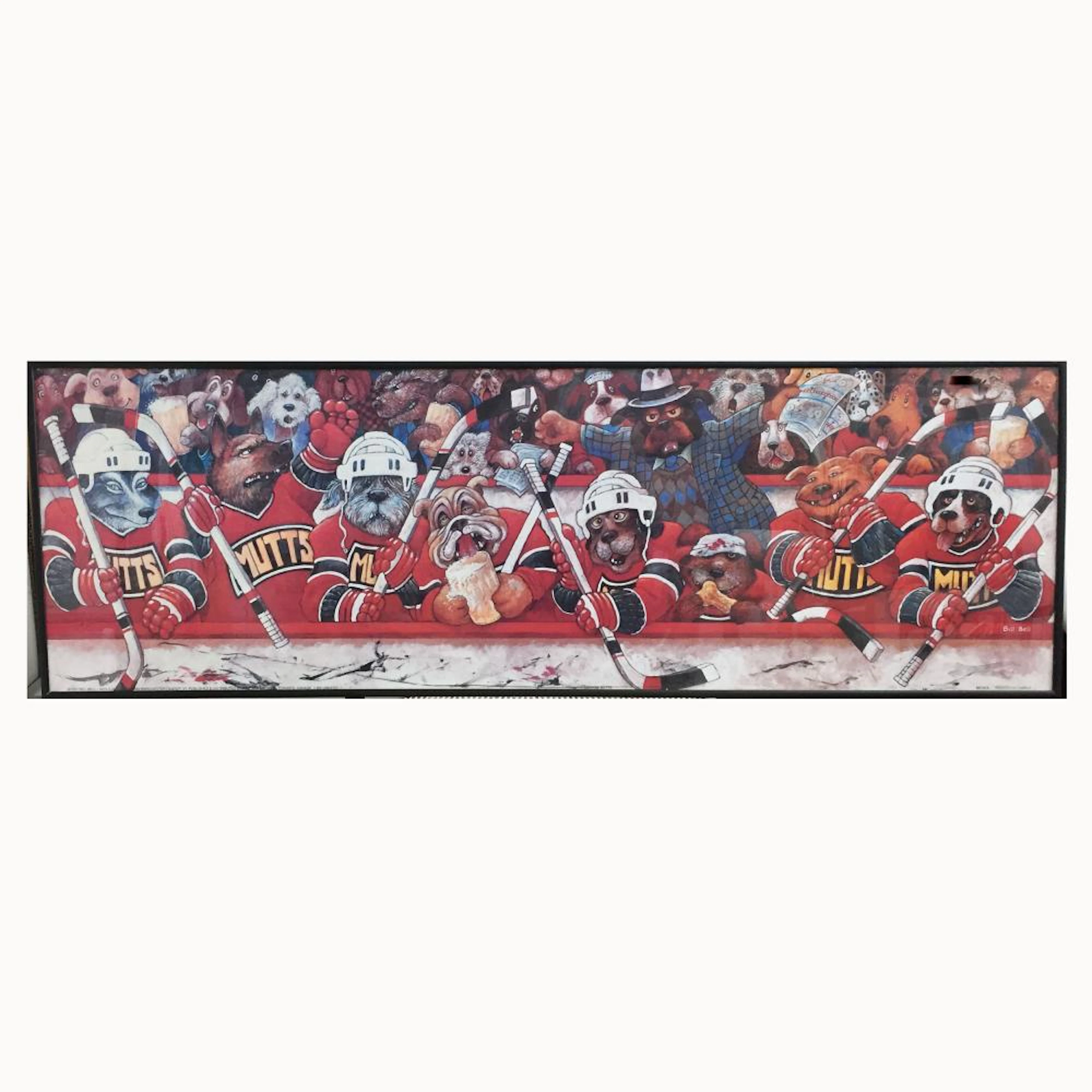 Framed HOCKEY MUTTS Bill Bell poster print, 36" x 12"