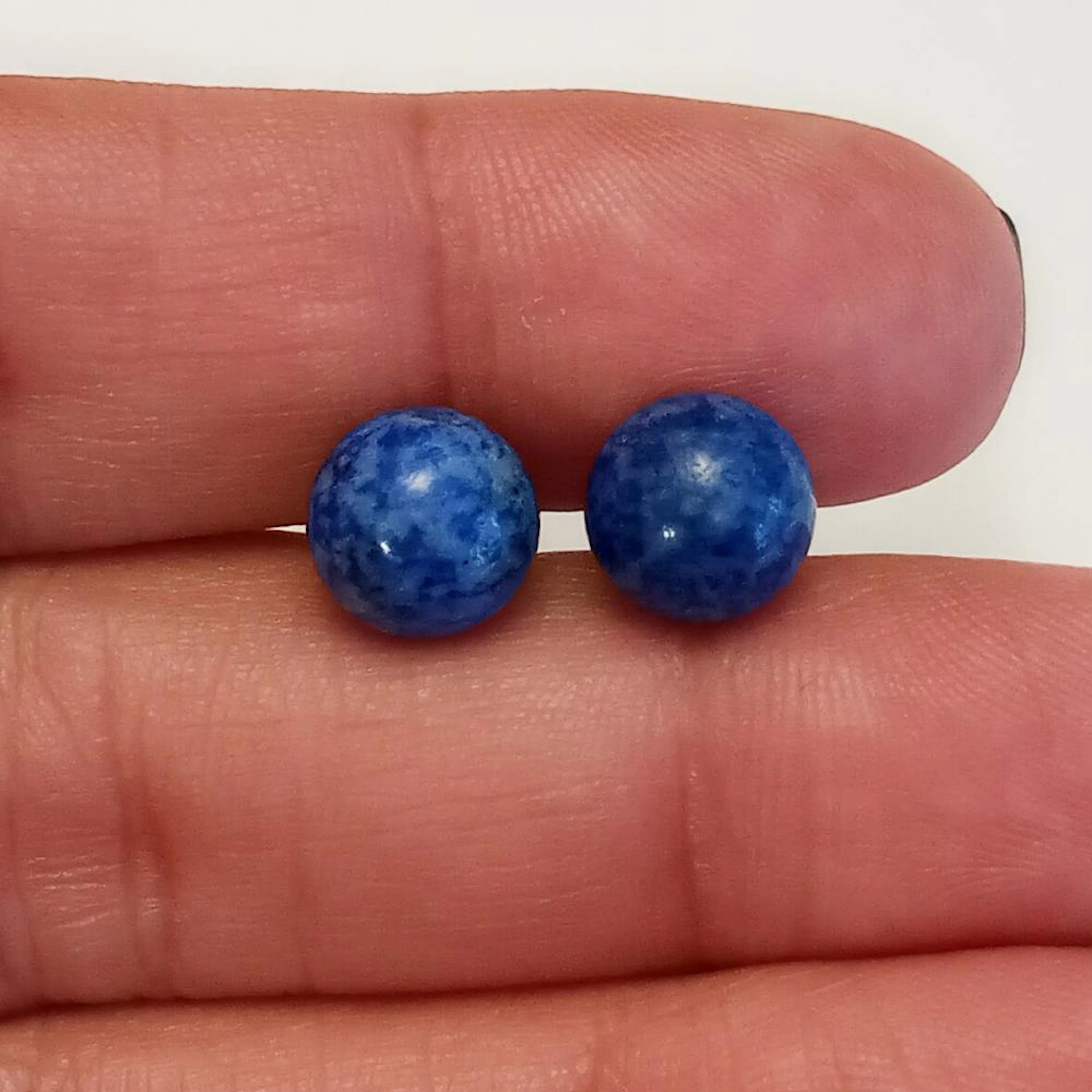 Sterling silver 8 mm round shape Sodalite push back stud earrings