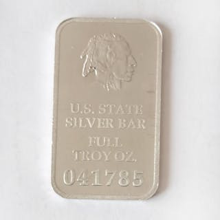 1 full troy oz fine .999 silver bar made in U.S.A., certified # 001776