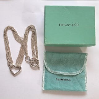 TIFFANY & CO.: Sterling silver heart milti strand chain...
