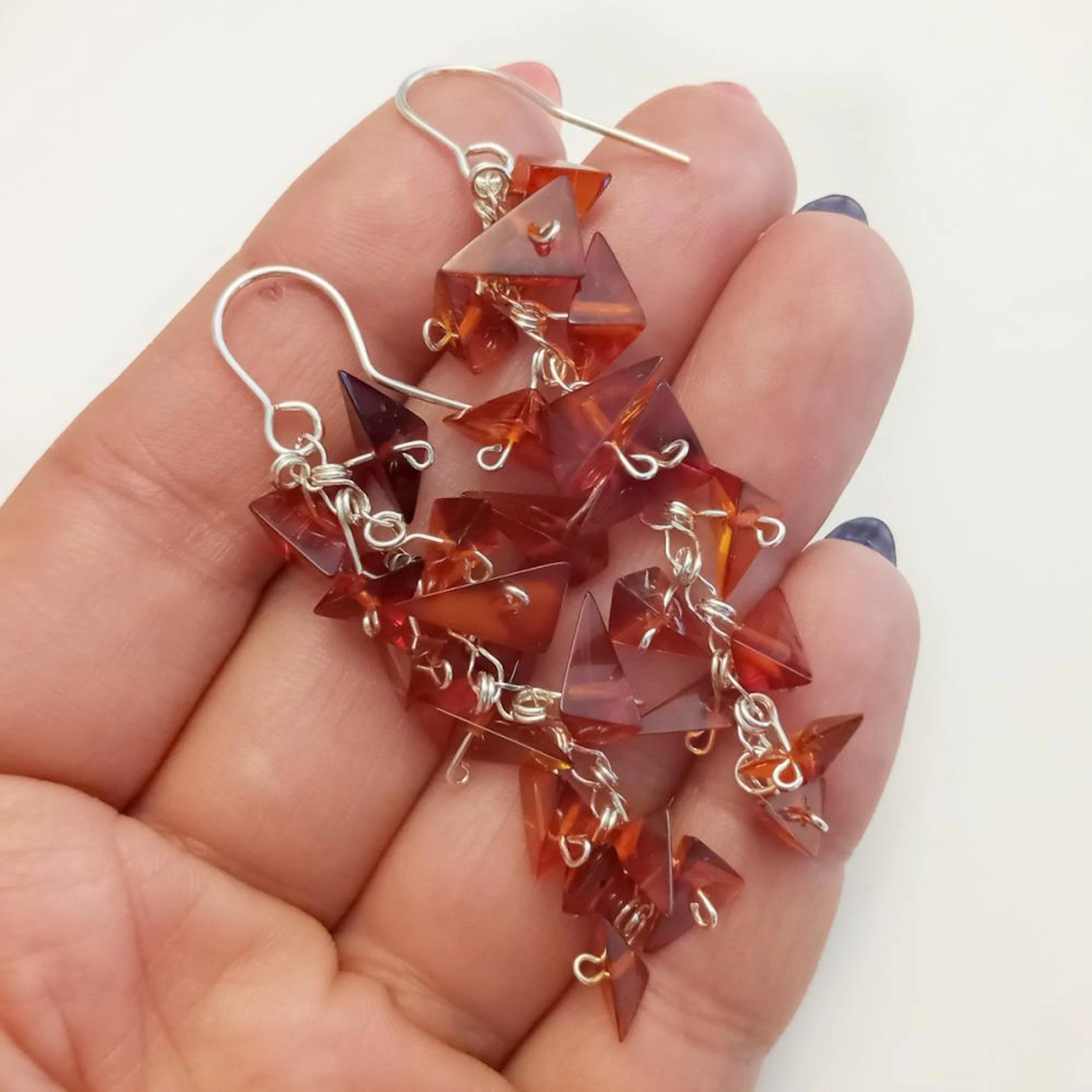 Genuine Baltic Amber triangle geometric shape dangling...