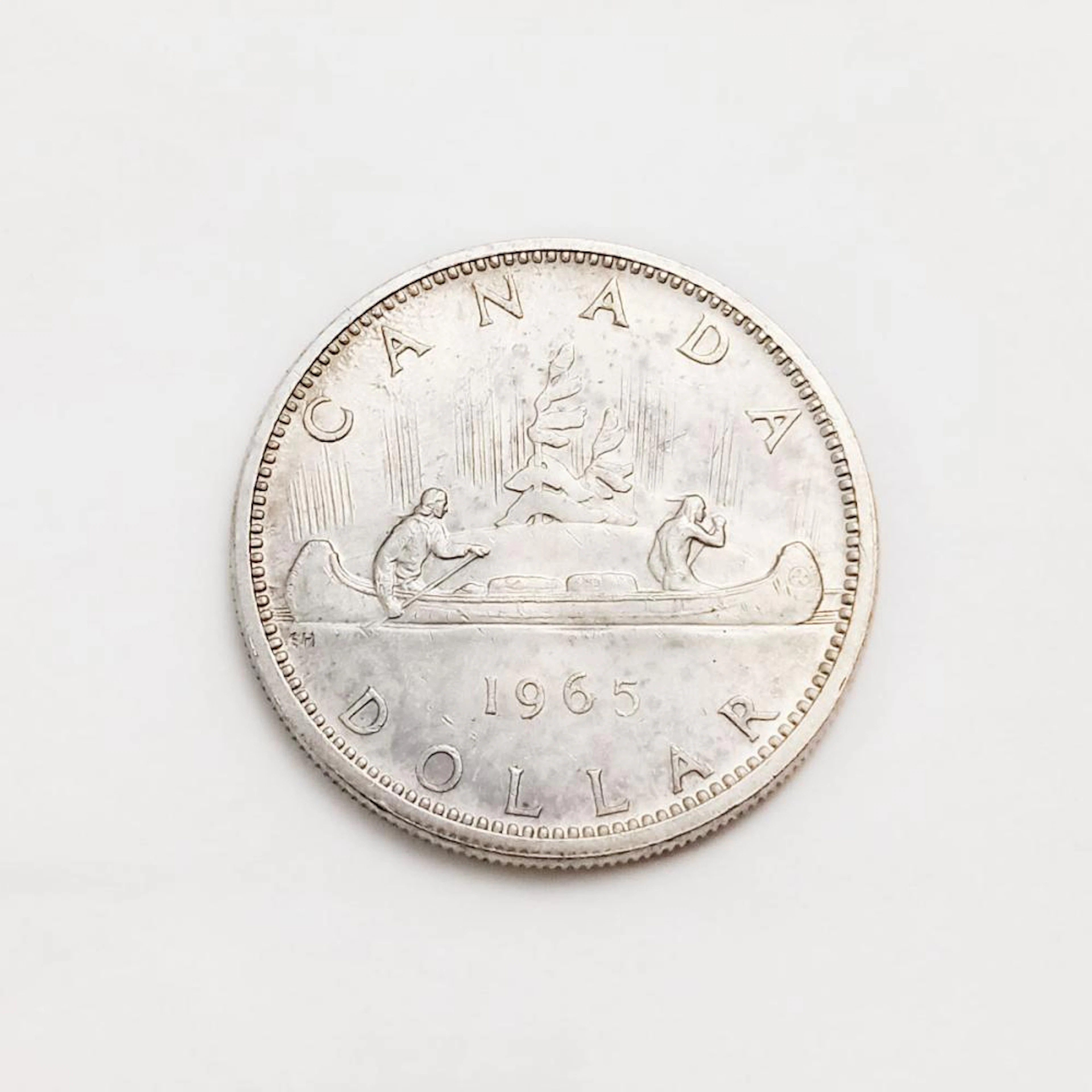 1965 CANADA Canoe Elizabeth II silver one 1 dollar coi