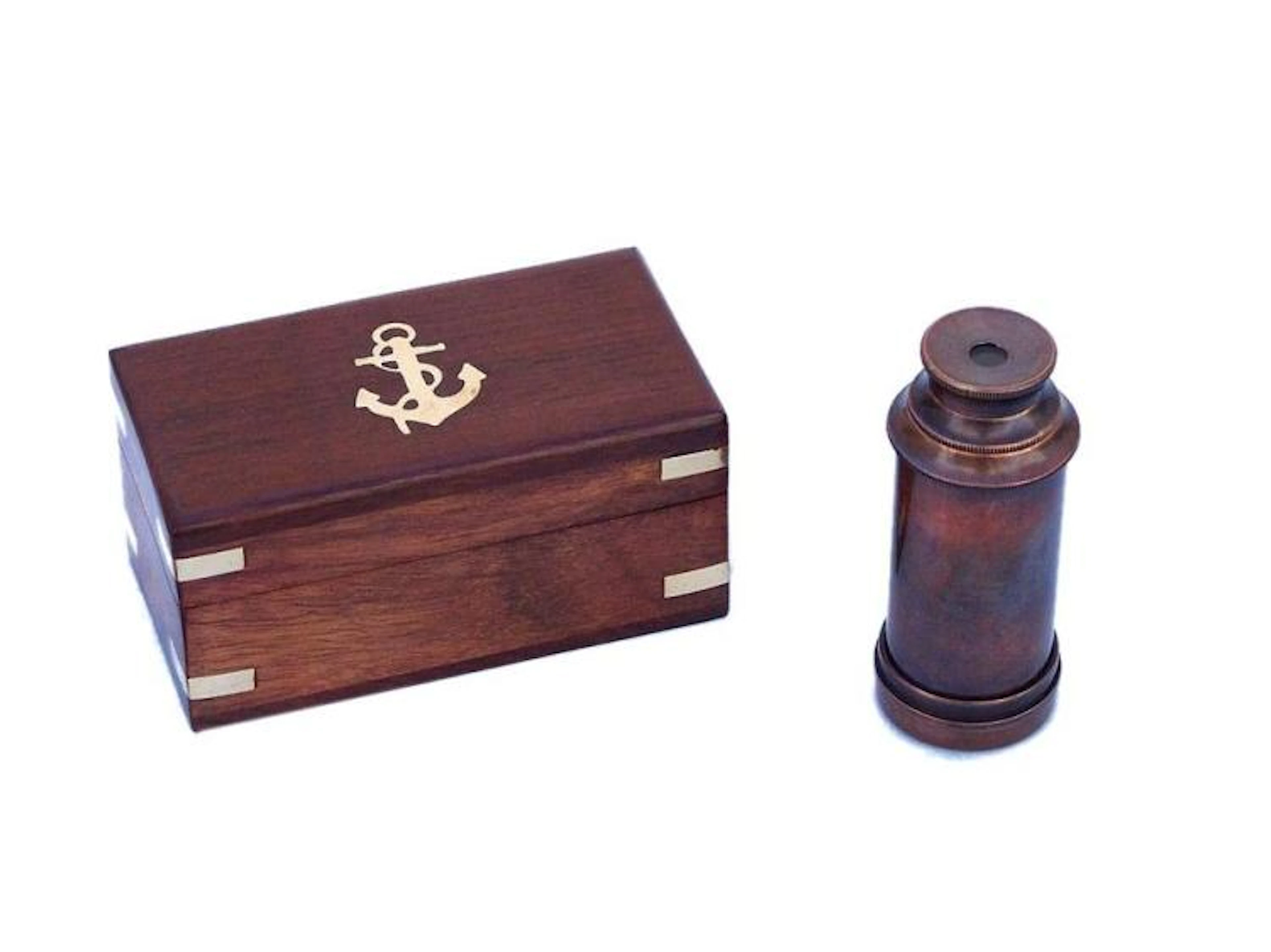Antique Style Copper Nautical Telescope 7" w/ Rosewood  #79553v1