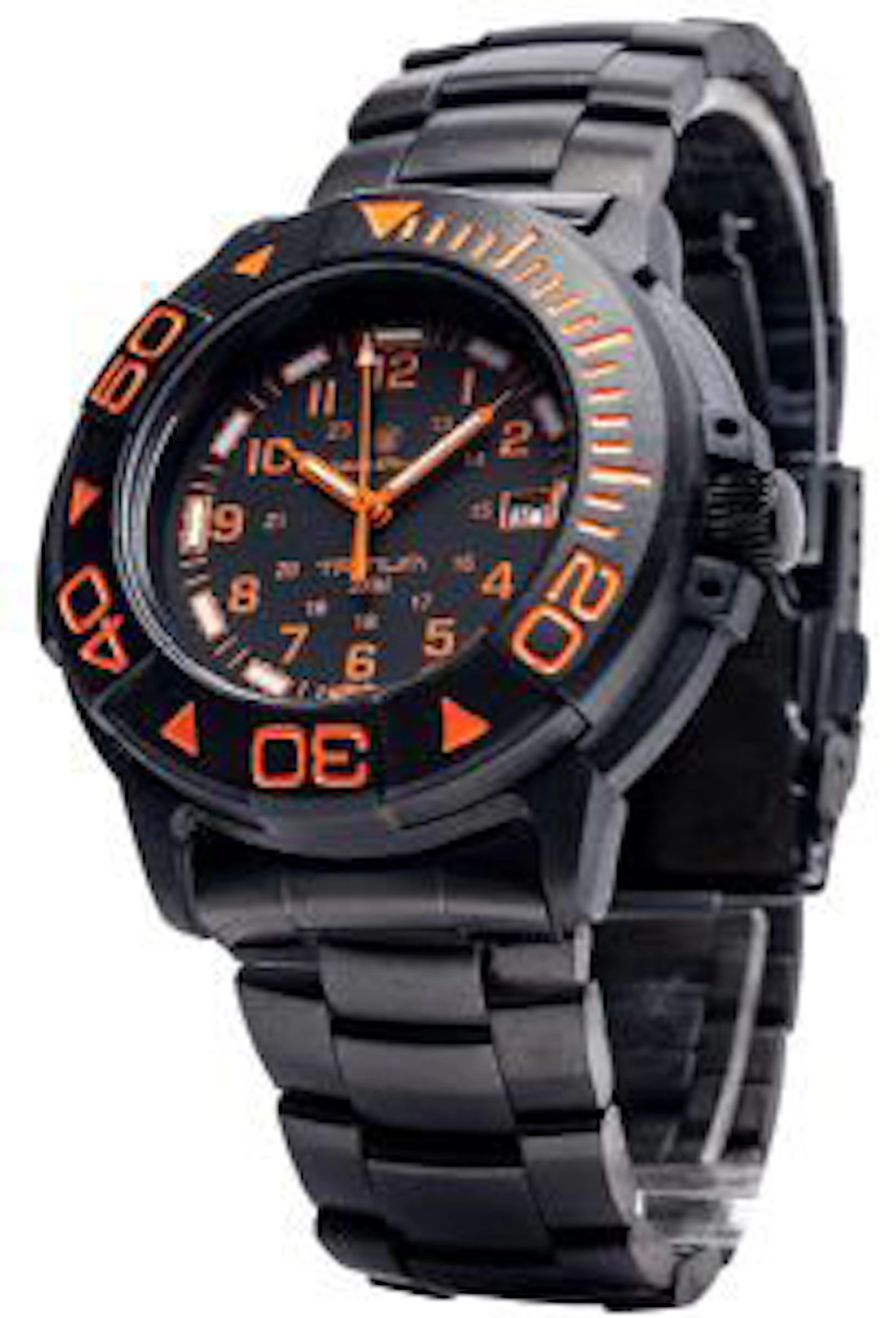 SMITH AND WESSON DIVER ORANGE WITH TRITUM WATCH METAL AND RUBBER STRAP