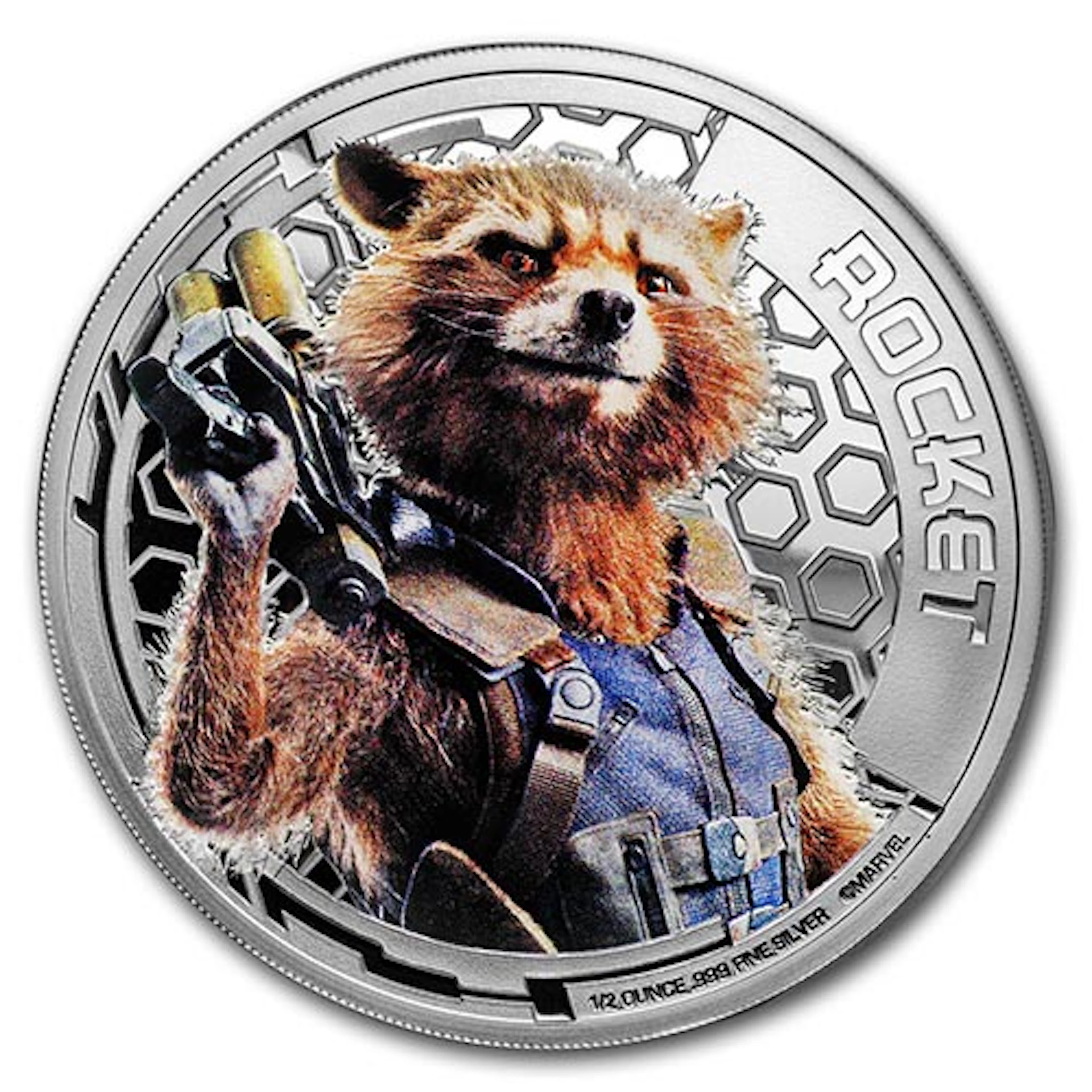 2017 Cook Islands Ag "Guardians of the Galaxy" Rocket (UHR)