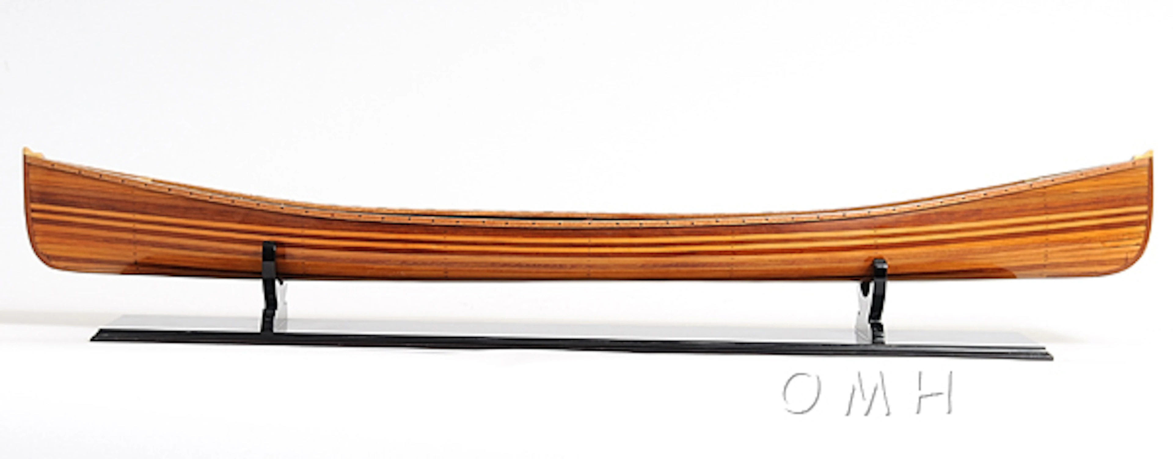HAND MADE WOODEN Canoe Model W/COA