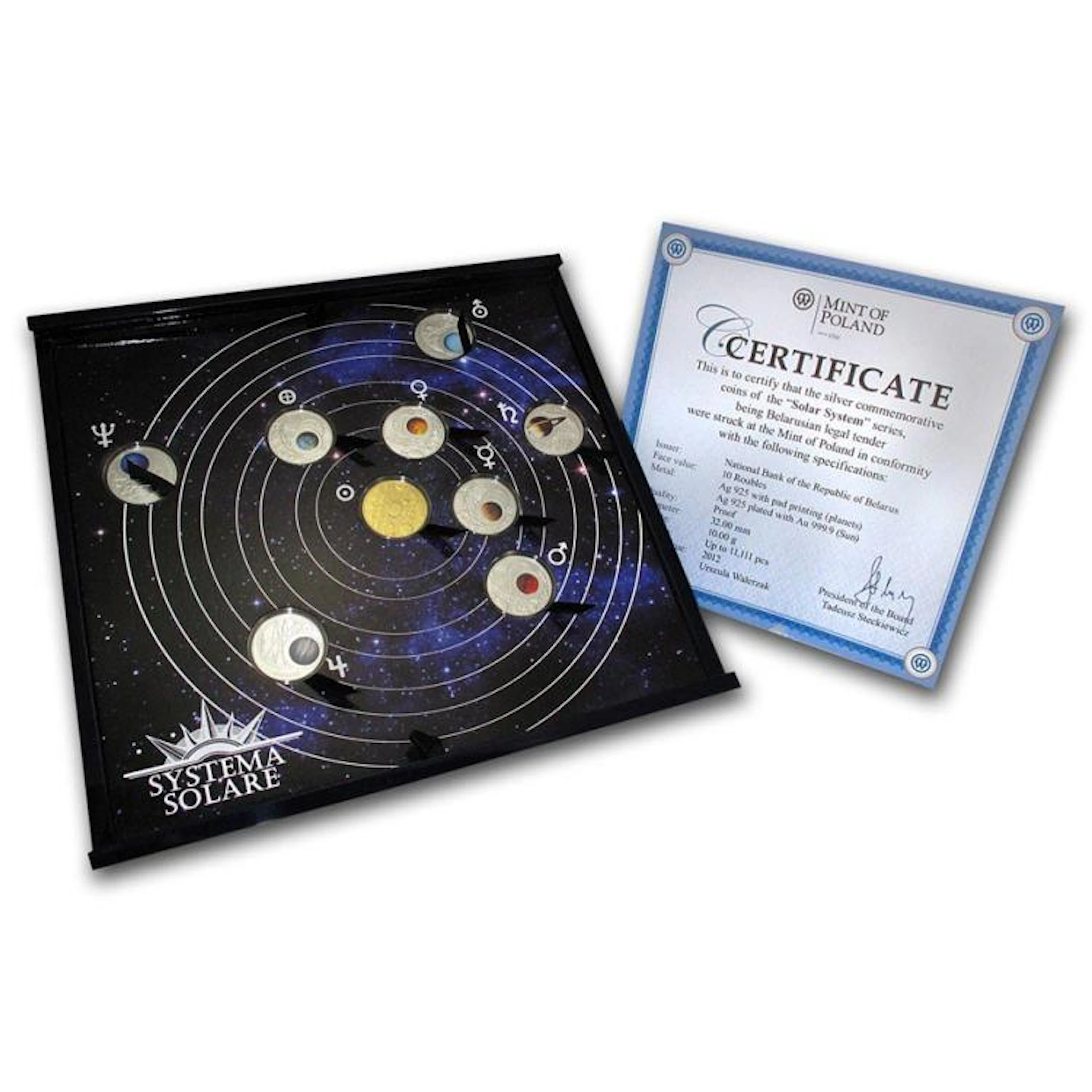 2012 Belarus 9-Coin The Solar System Proof Silver Box Set