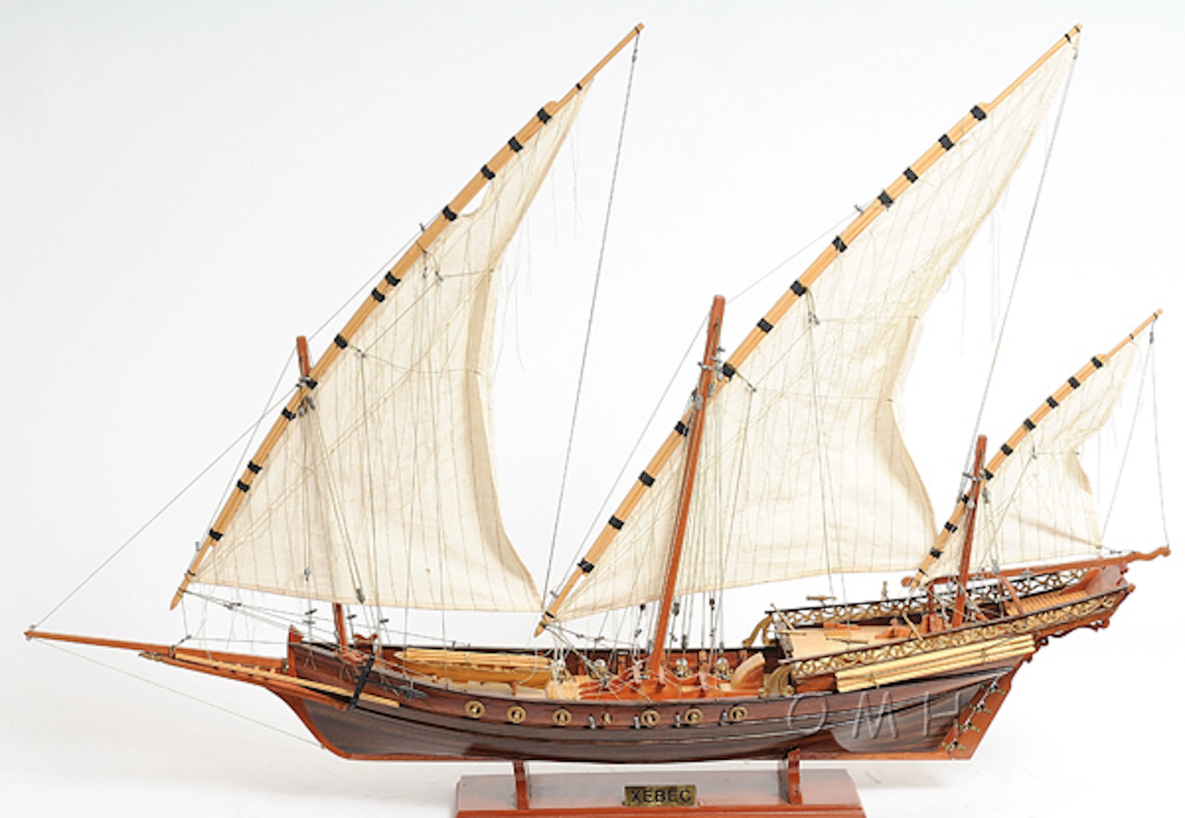 HAND MADE WOODEN Xebec  W/COA
