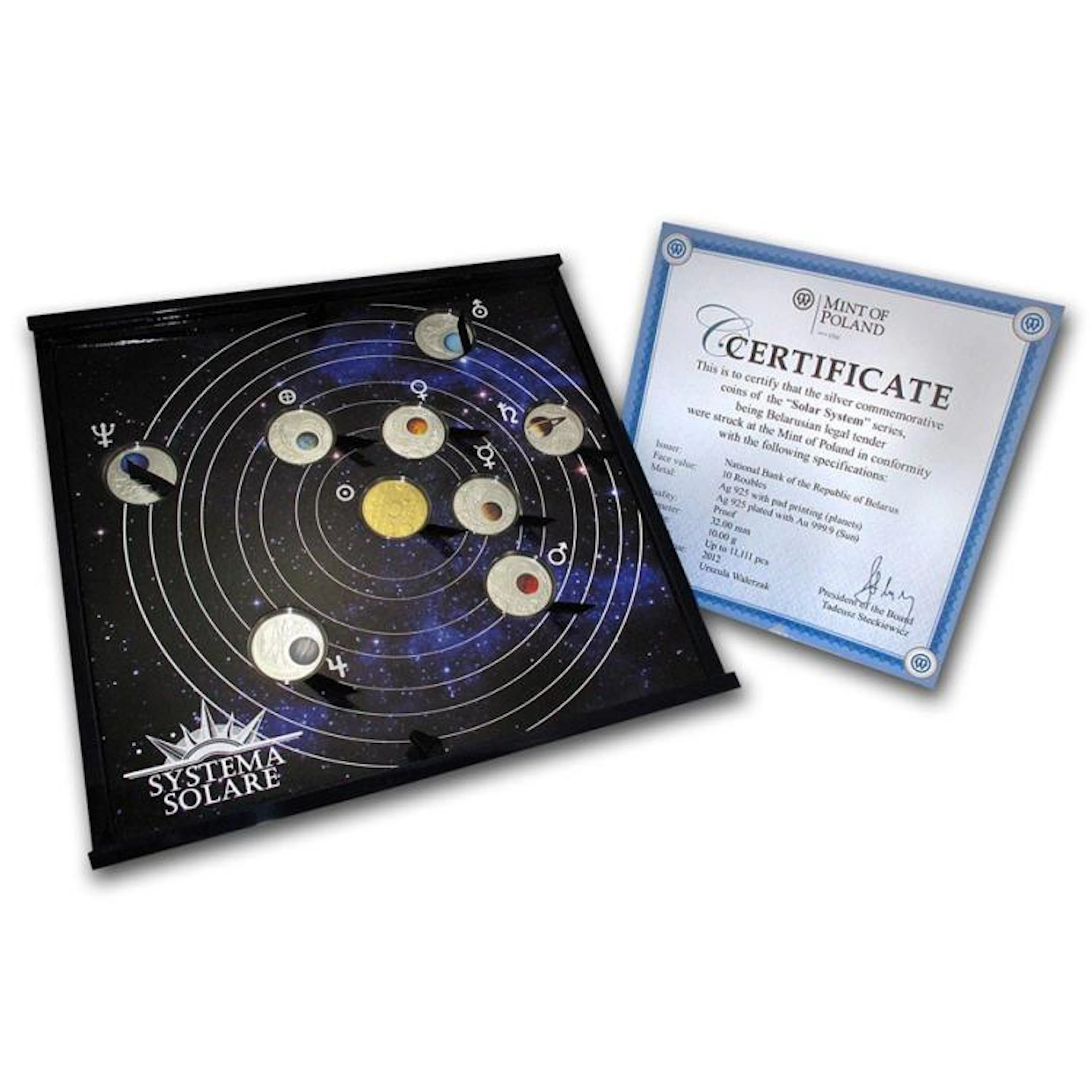 2012 Belarus 9-Coin The Solar System Proof Silver Box Set