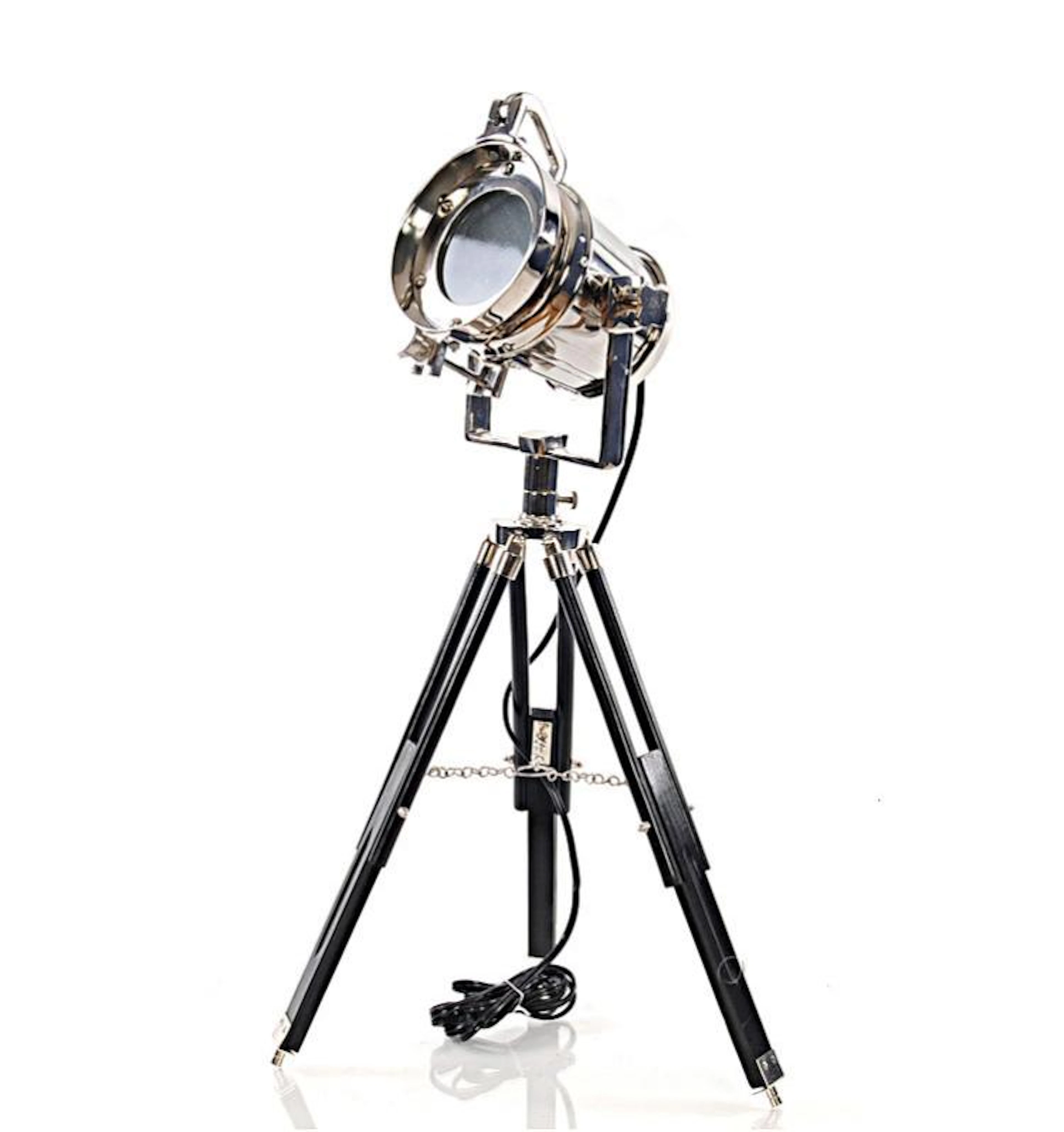 ALUMINUM SPOTLIGHT ON WOODEN STAND