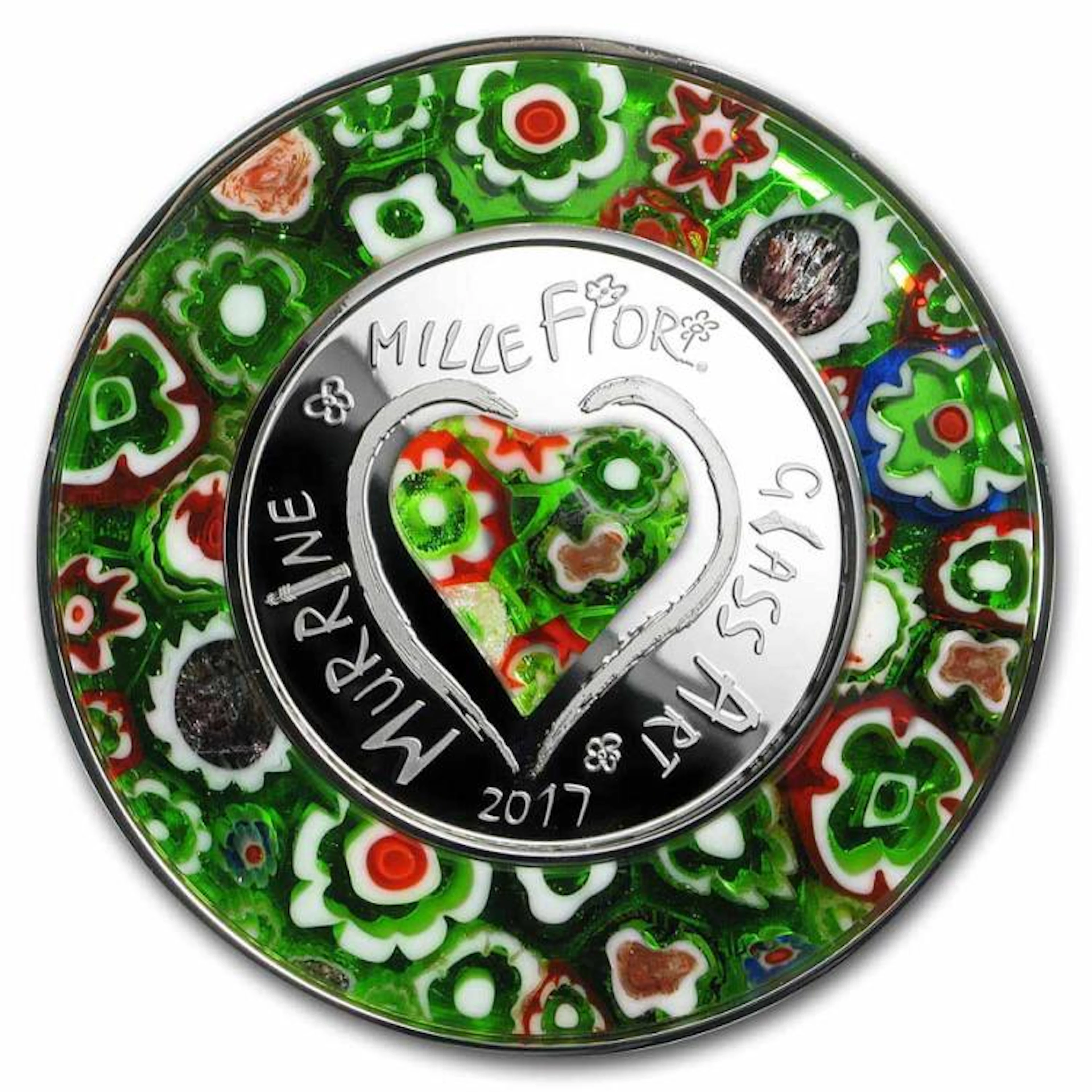 2017 Cook Islands Silver Murrine Millefiori Glass Art