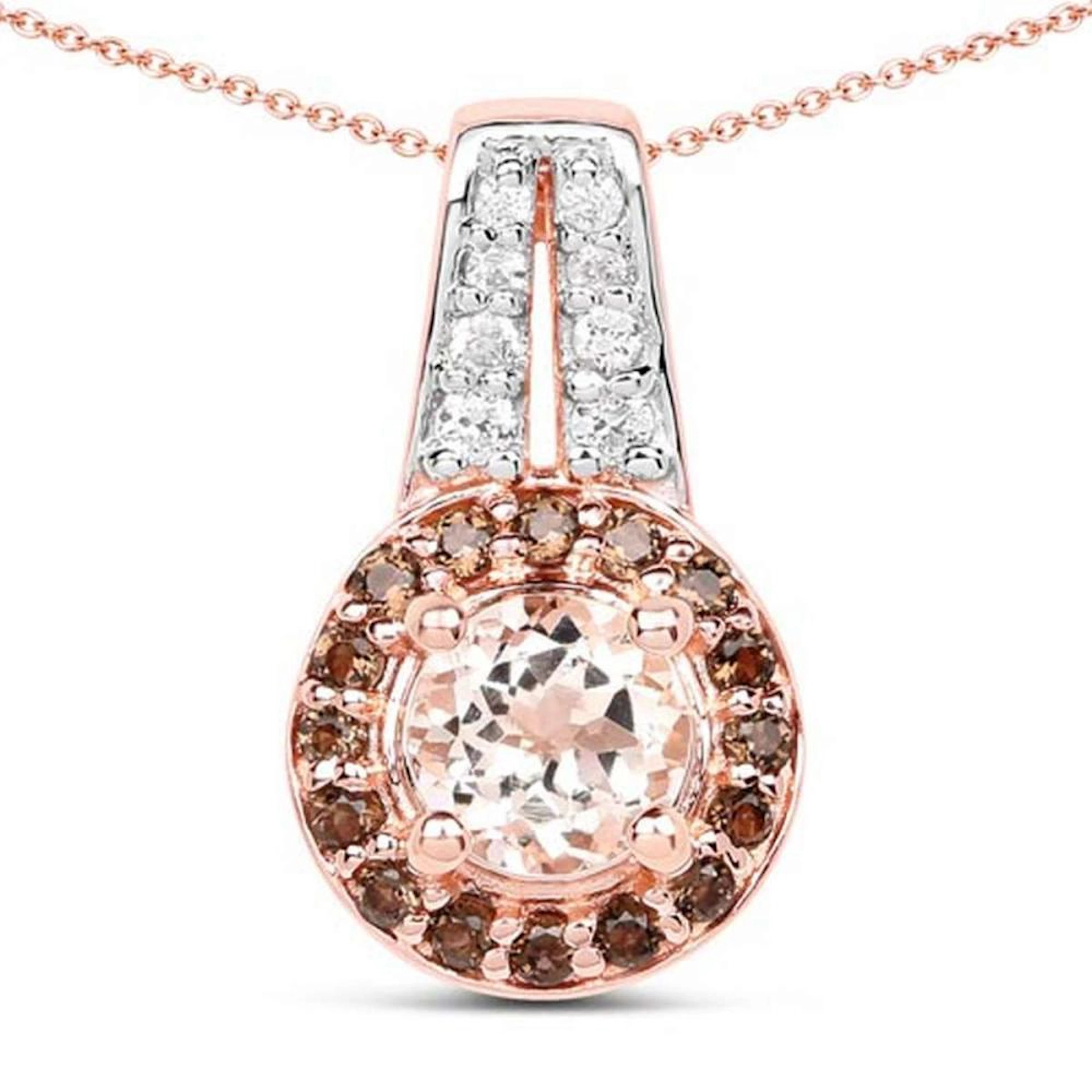 18K Rose Gold Plated 1.29 Carat Genuine Morganite Smoky Quartz...