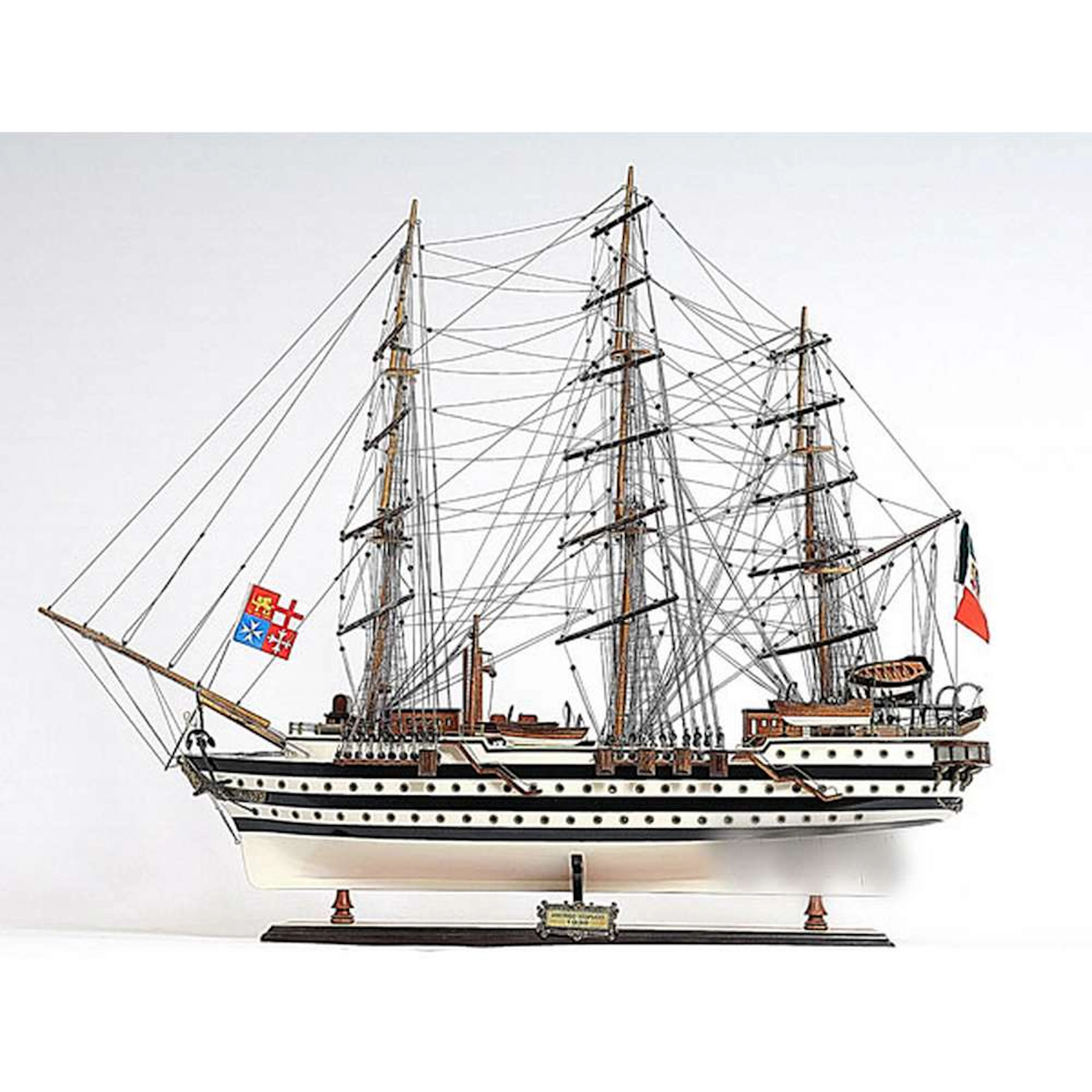 HAND MADE WOODEN AMERIGO VESPUCCI PAINTED SHIP W/COA