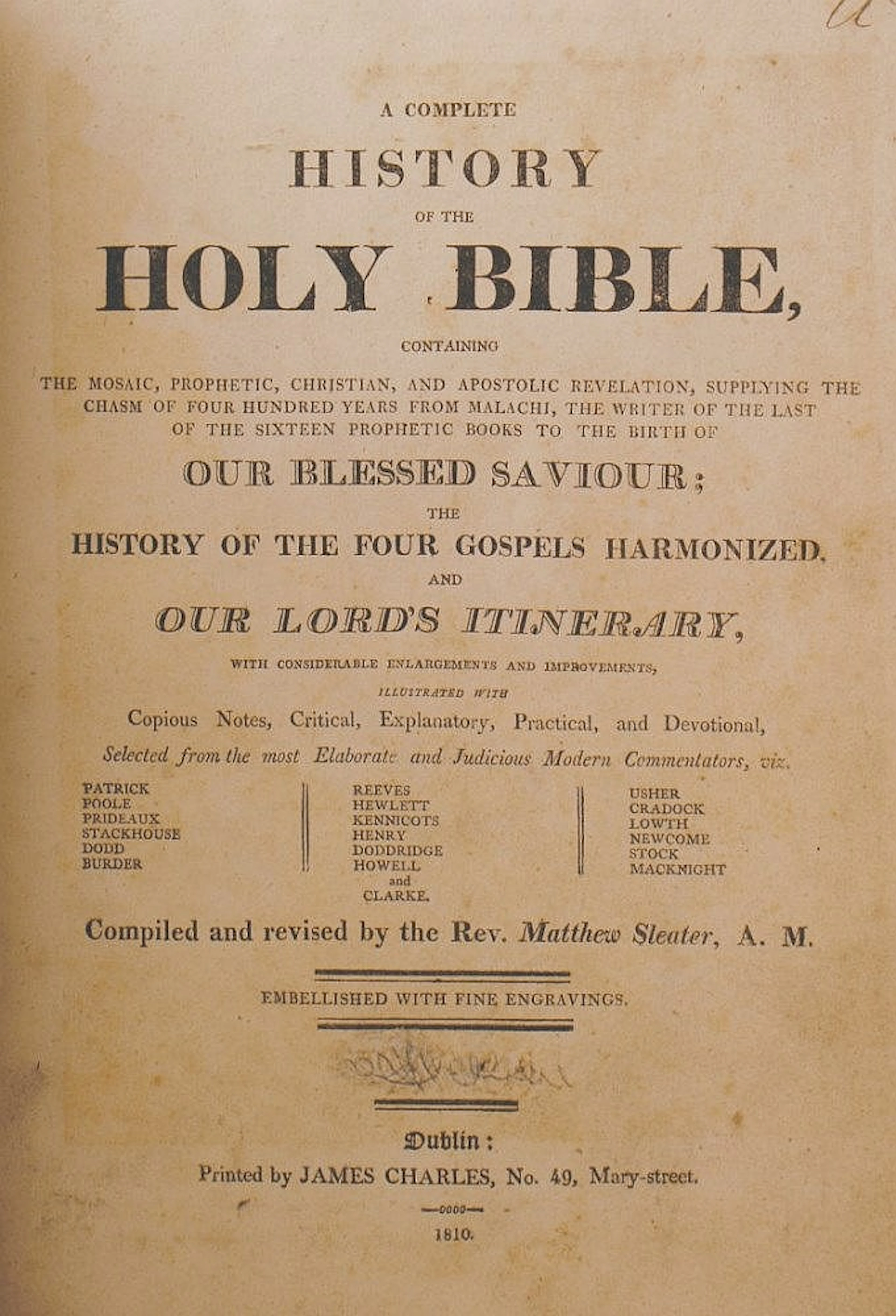 Rev. Matthew SLEATOR A Complete History of The