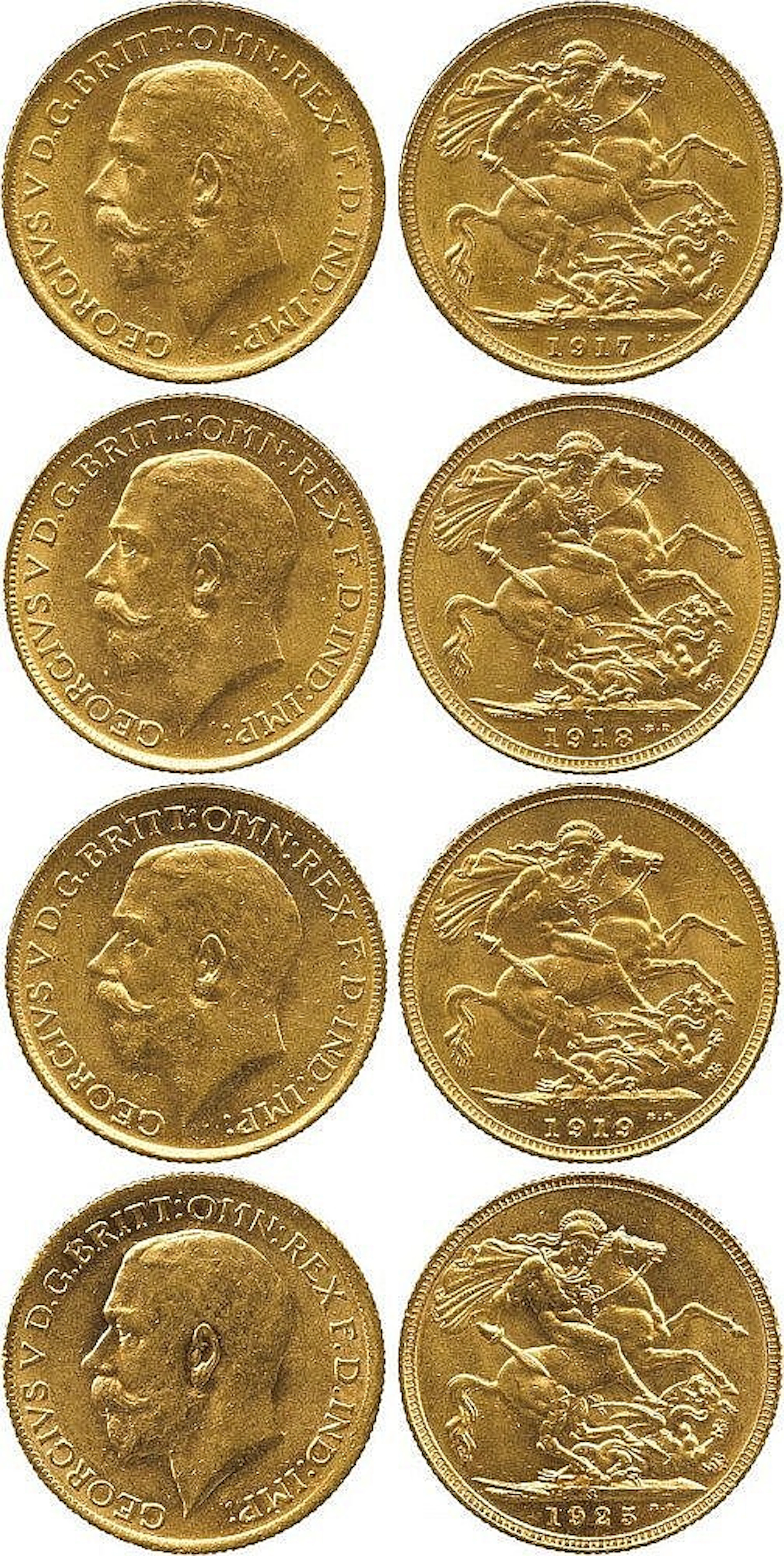 BRITISH COINS, MILLED GOLD SOVEREIGNS, George V,