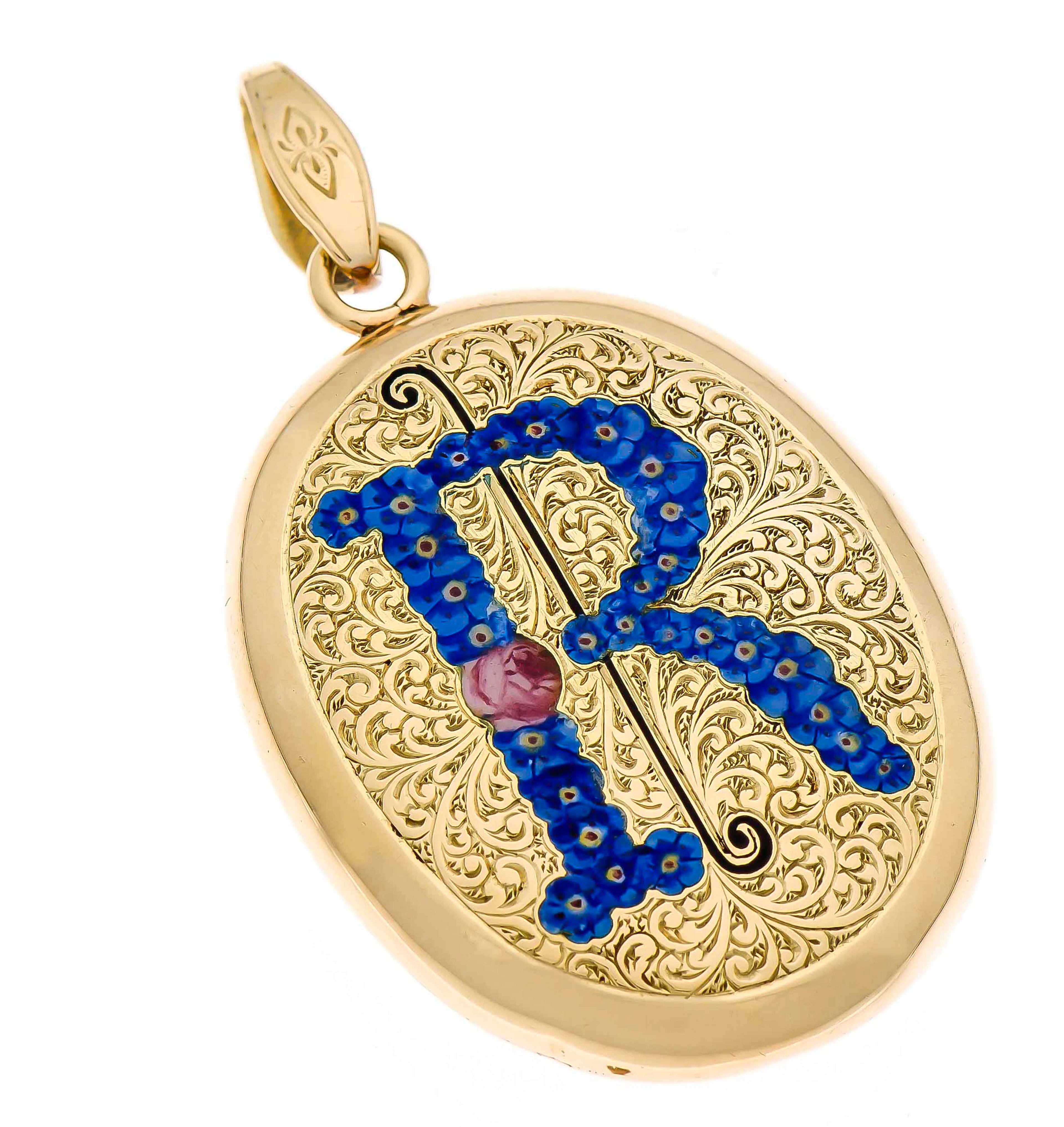 Email-Medaillon um 1890 Gold ungest