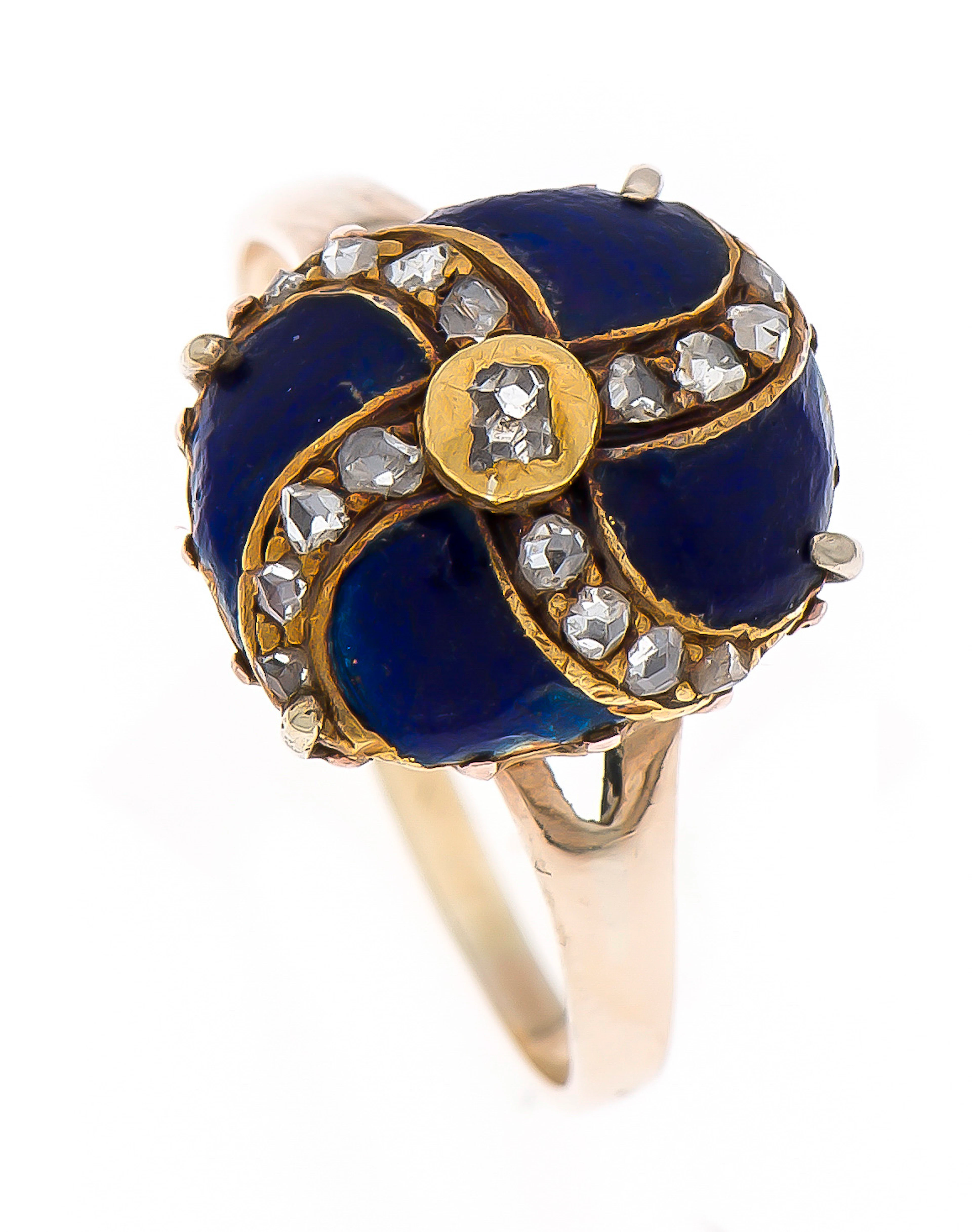 Diamantrosen-Emaille-Ring