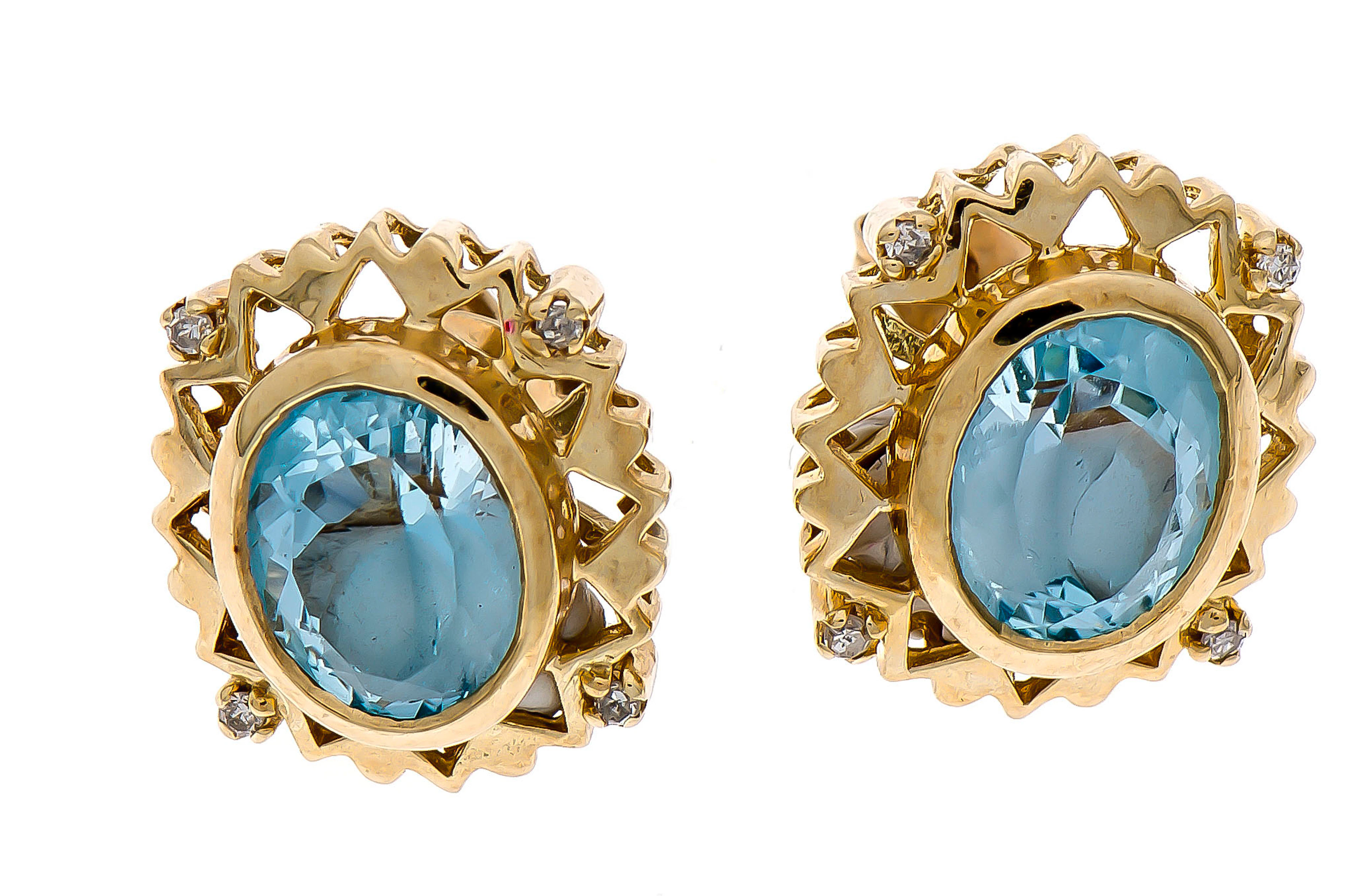 Blautopas-Diamant-Ohrstecker