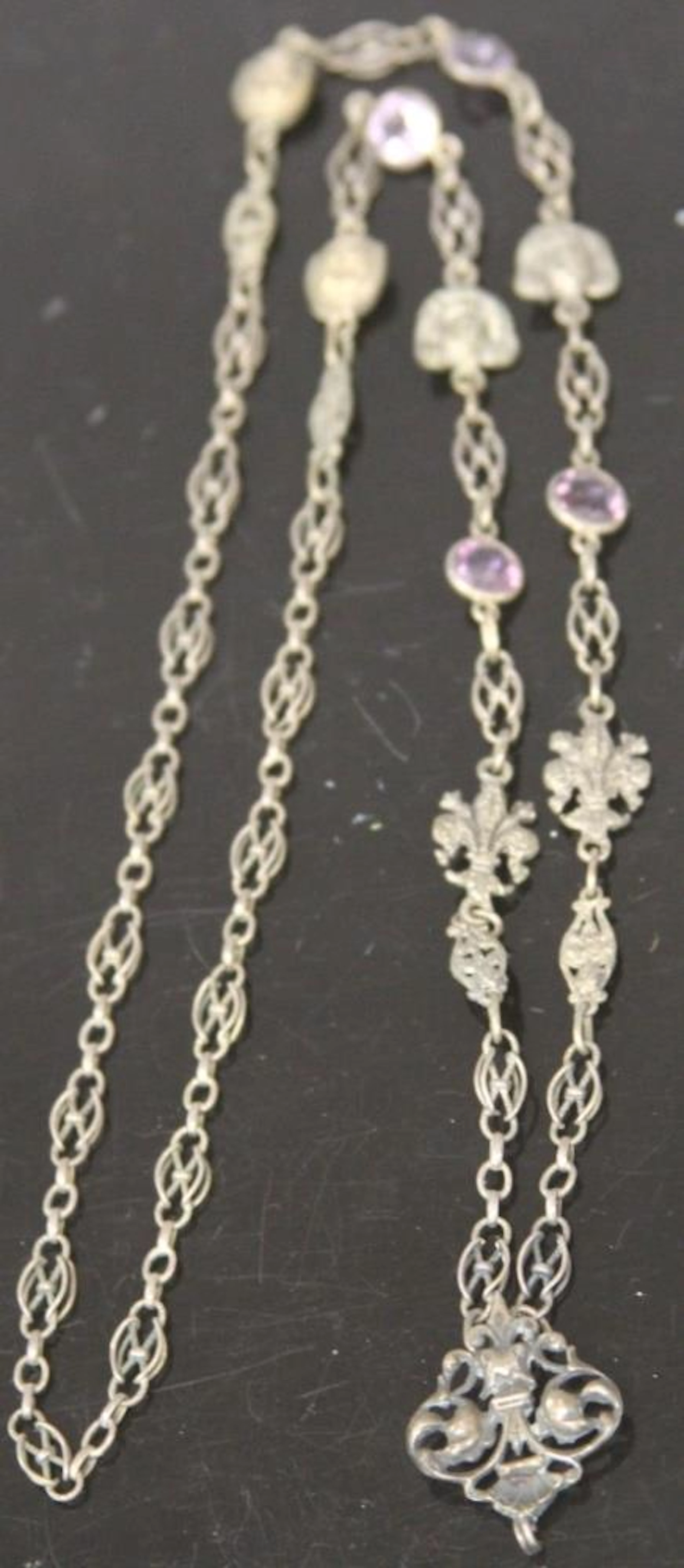 VINTAGE AMETHYST .800 SILVER NECKLACE