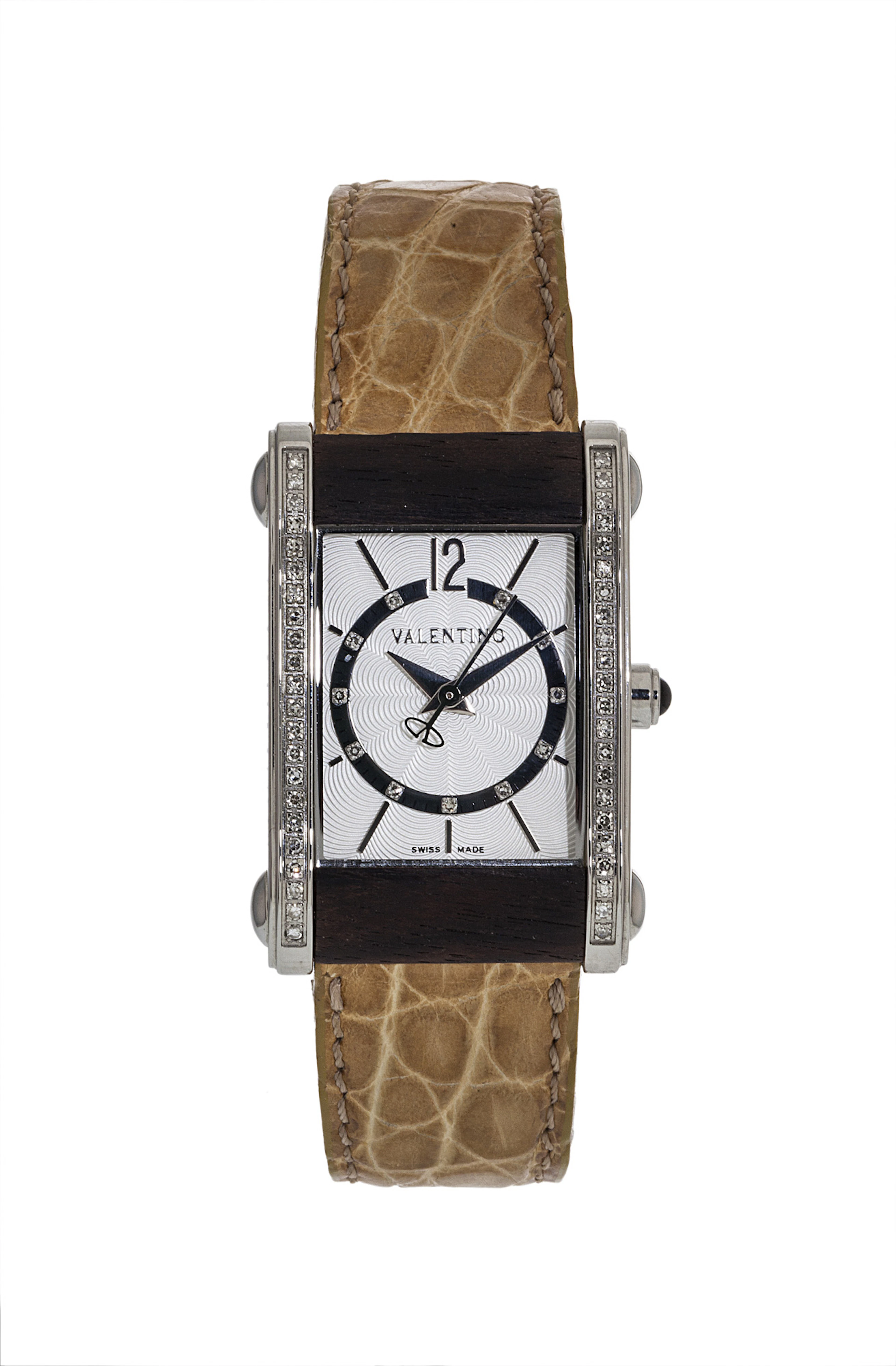 Valentino@, montre en acier, ébène et diamants, quartz