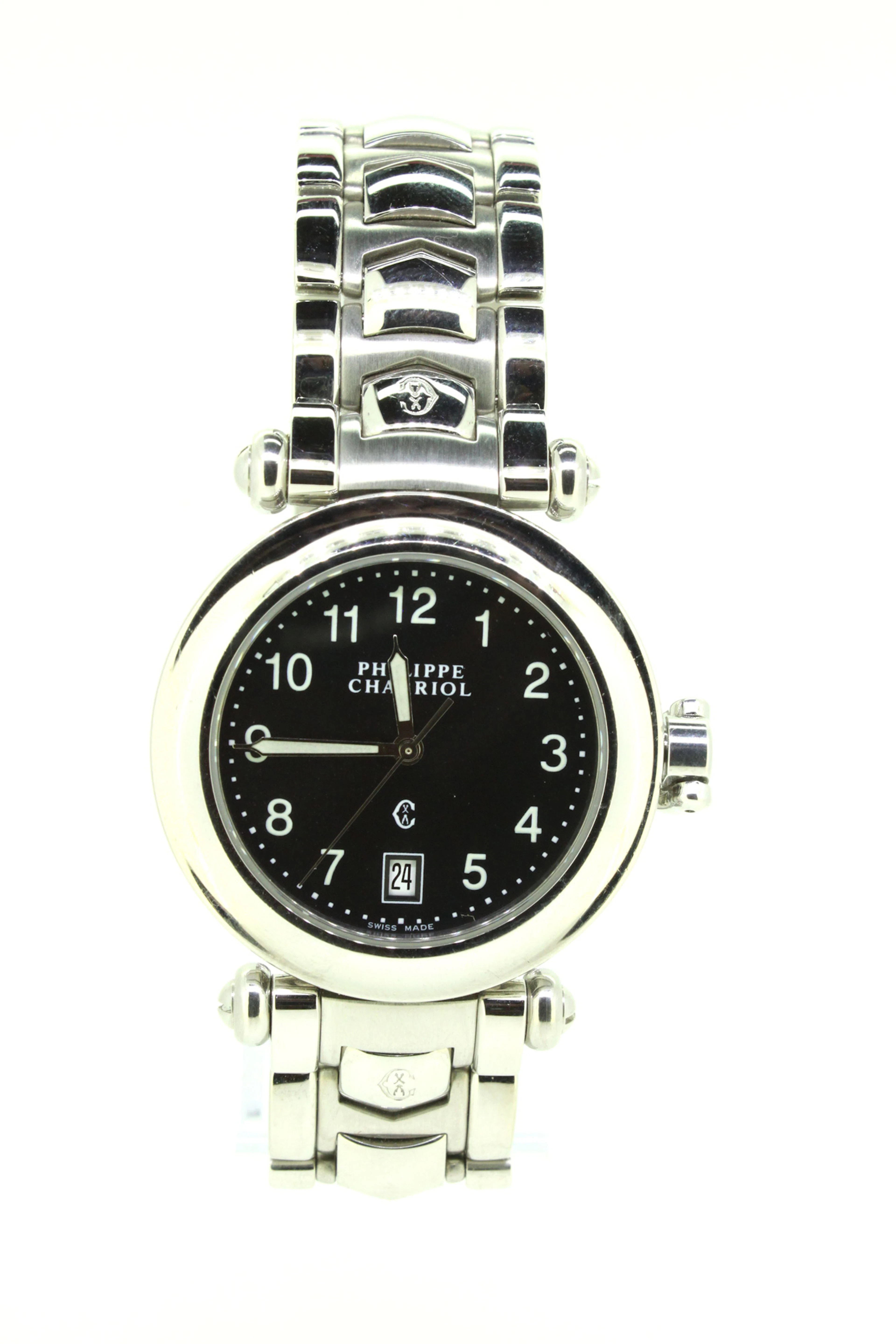 Charriol@, montre-bracelet en acier, quartz, date à guichet, diam. 35 mm