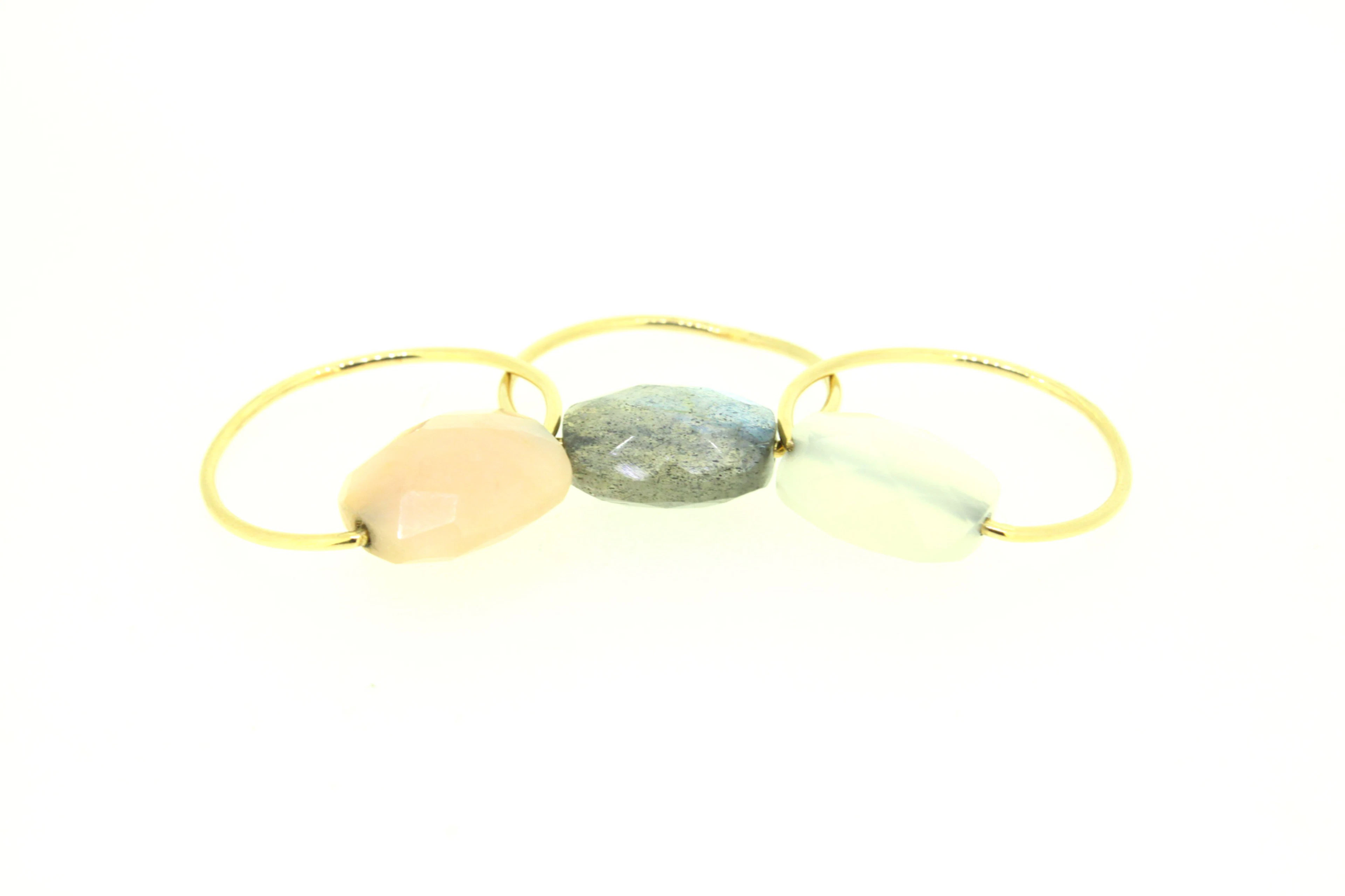 Morganne Bello@, lot de 3 bagues en or 750 serties de quartz rose