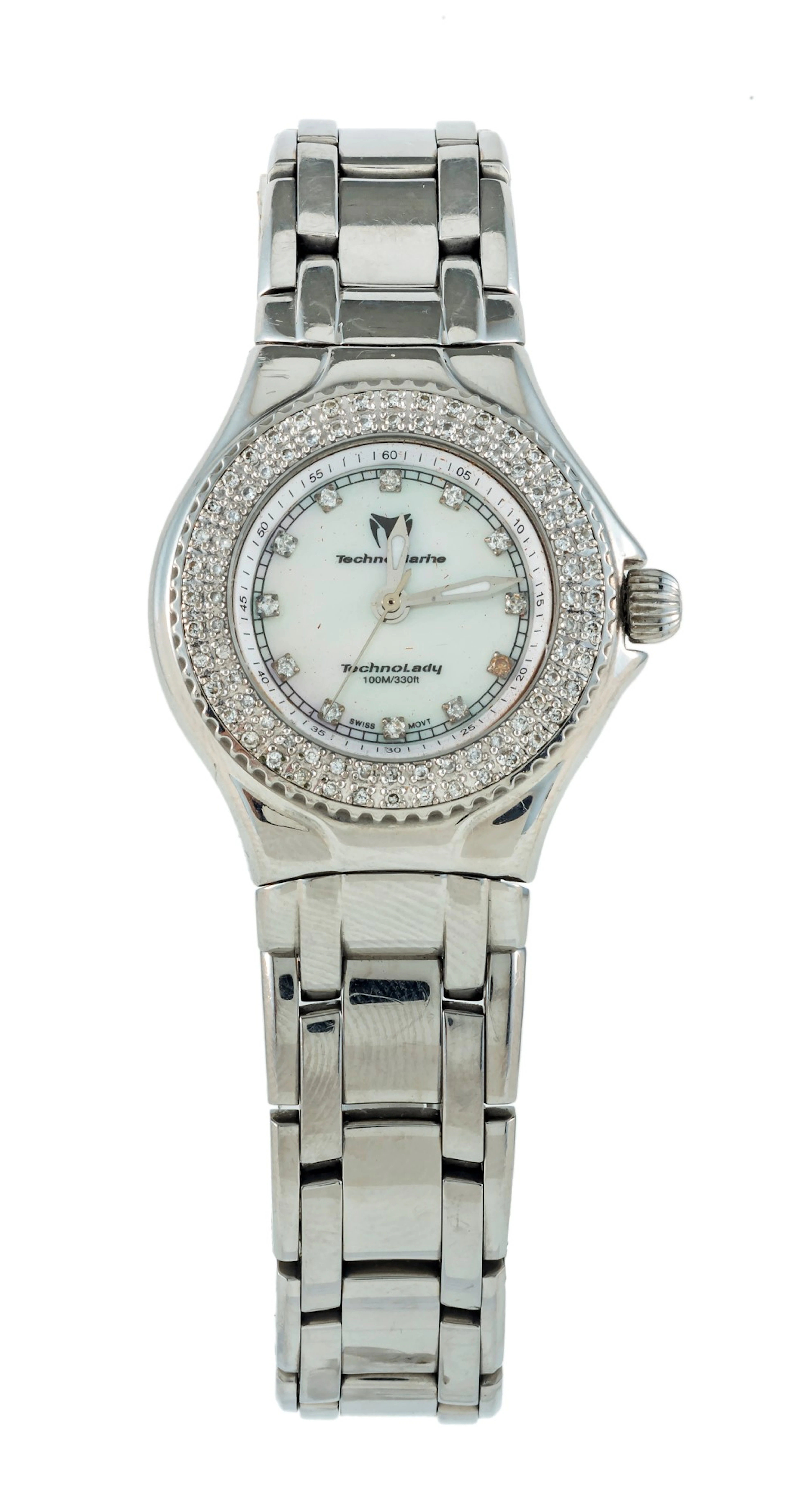Technomarine@, Technolady, montre-bracelet acier sertie de diamants, quartz