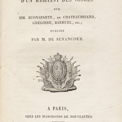 SENANCOUR (Étienne Pivert de). Lettre d'un habitant des Vosges sur