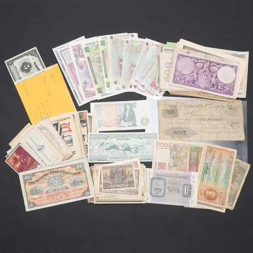 A MIXED COLLECTION OF BANKNOTES TO INCLUDE BRITISH ARMED FOR... | Barnebys