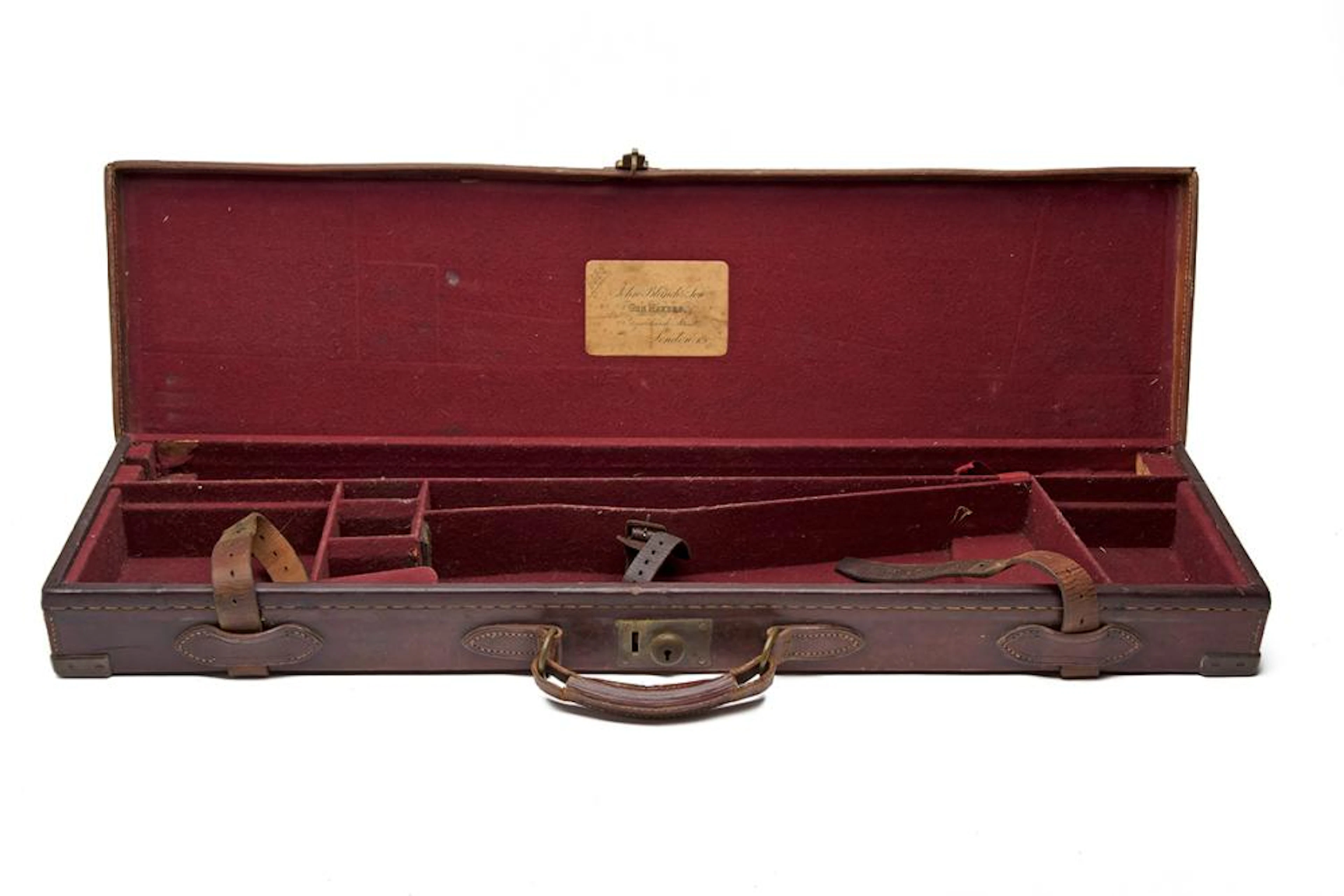 JOHN BLANCH & SON A BRASS-CORNERED LEATHER SINGLE GUNCASE,