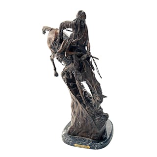 A BRONZE FULL-SIZE COPY OF FREDERIC REMINGTON'S SCULPTURE 'THE MOUNTAIN MAN',