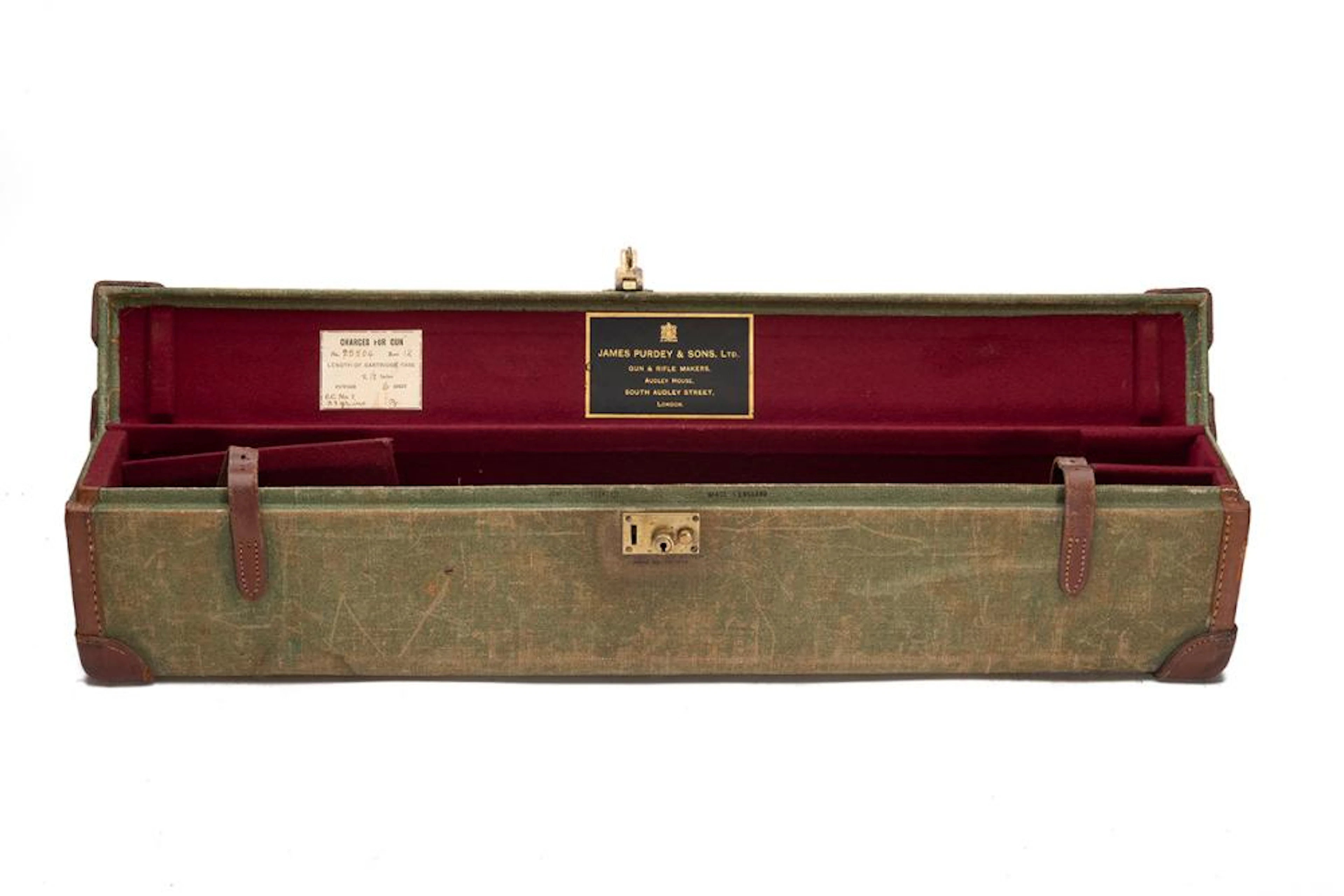 JAMES PURDEY & SONS A CANVAS AND LEATHER SINGLE MOTOR CASE,
