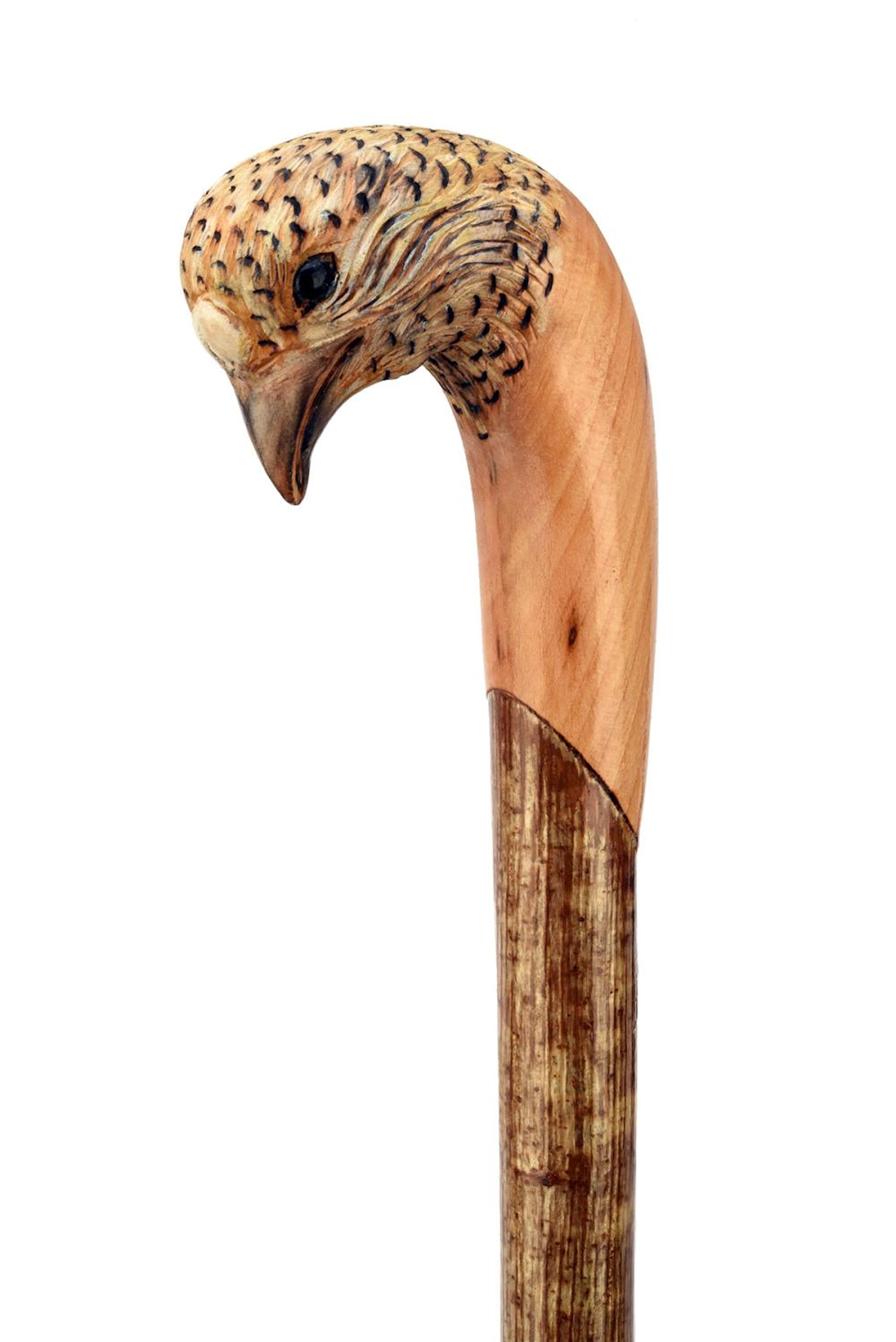 IAN JAMES A FINE HAND-CARVED SPORTSMAN'S STAFF,