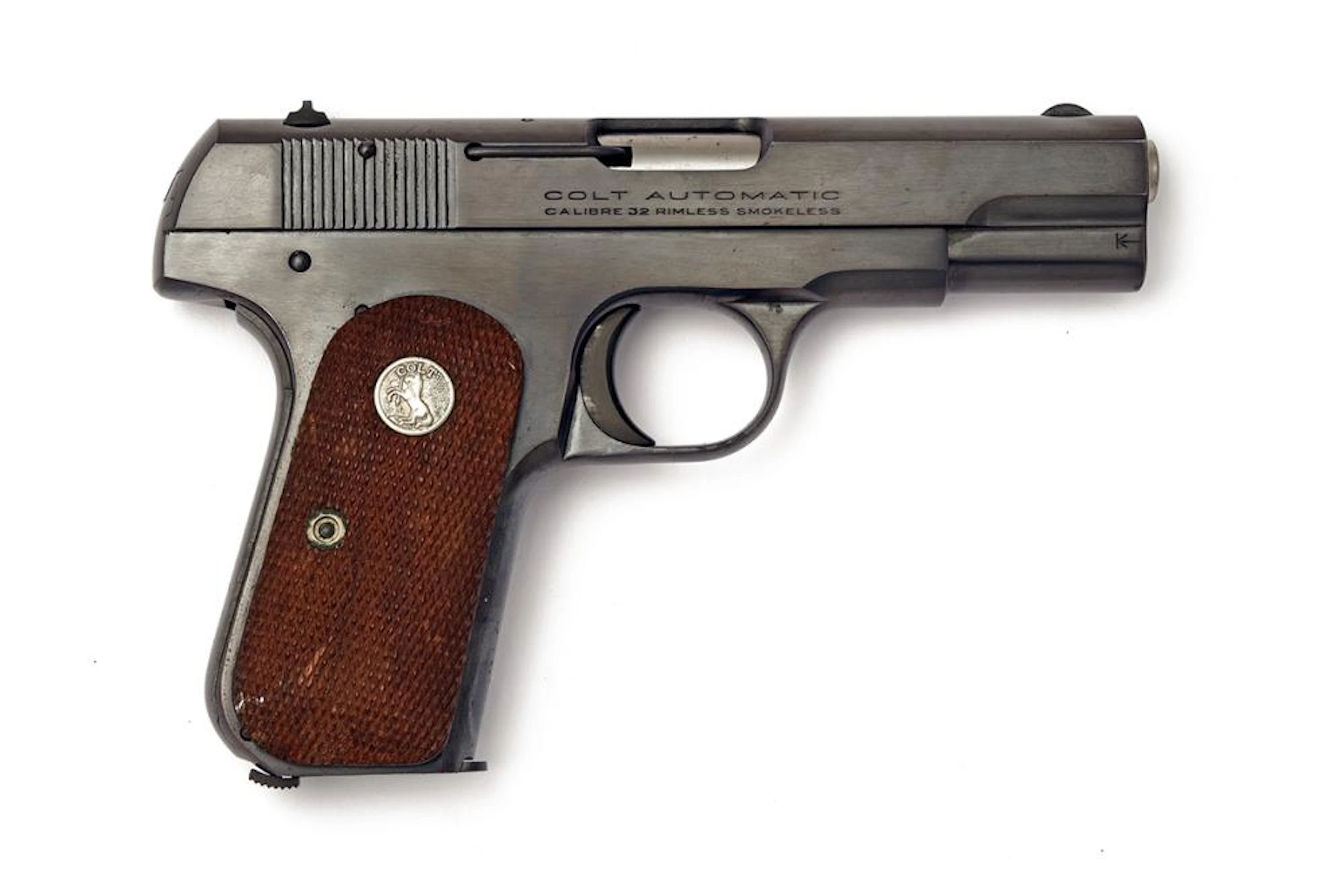 ** A GOOD .32 (ACP) COLT SEMI-AUTOMATIC MODEL 1903 HAMMERLESS POCKET PISTOL