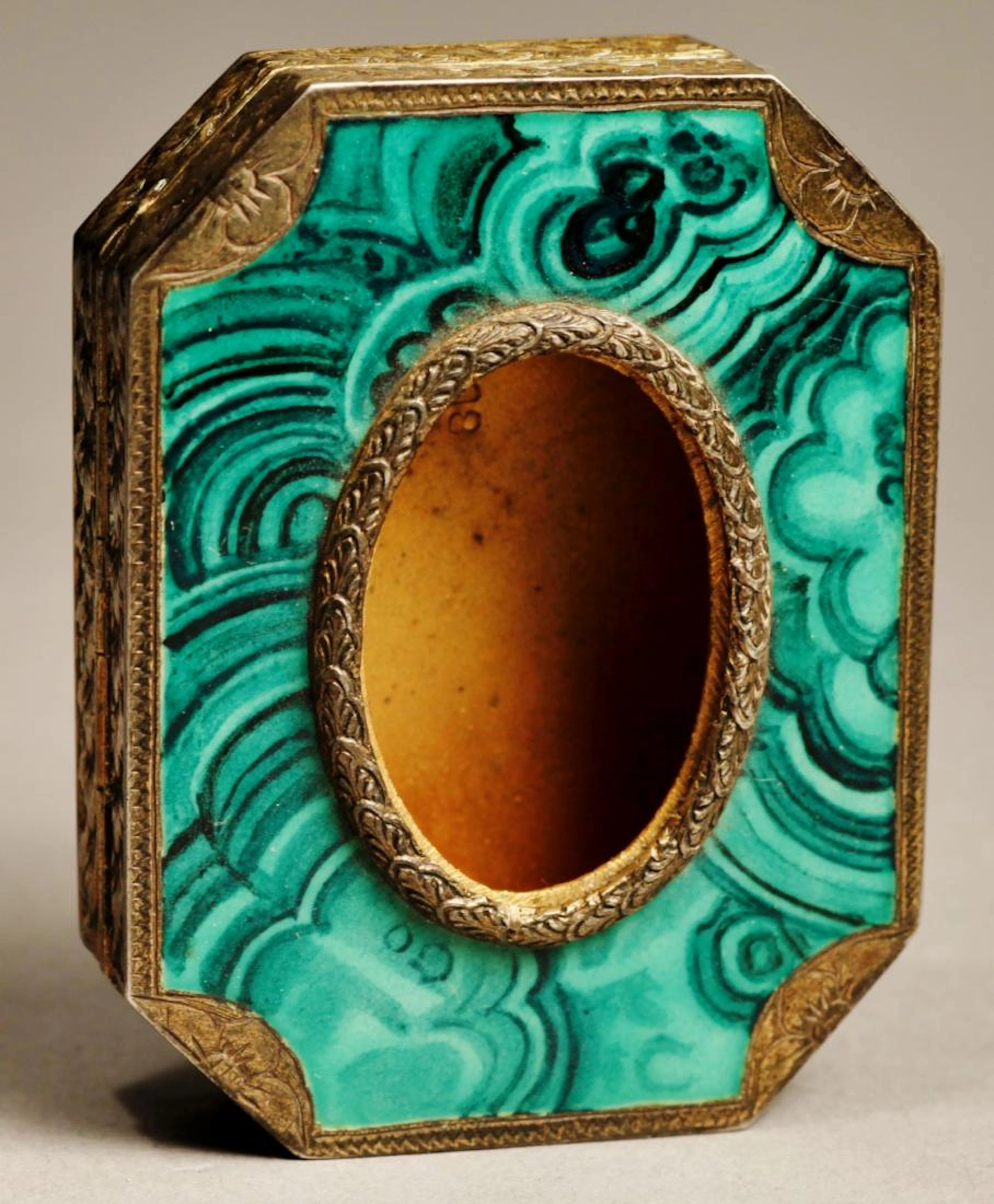 Antique 800 Silver Enamel Houbigant Compact Case