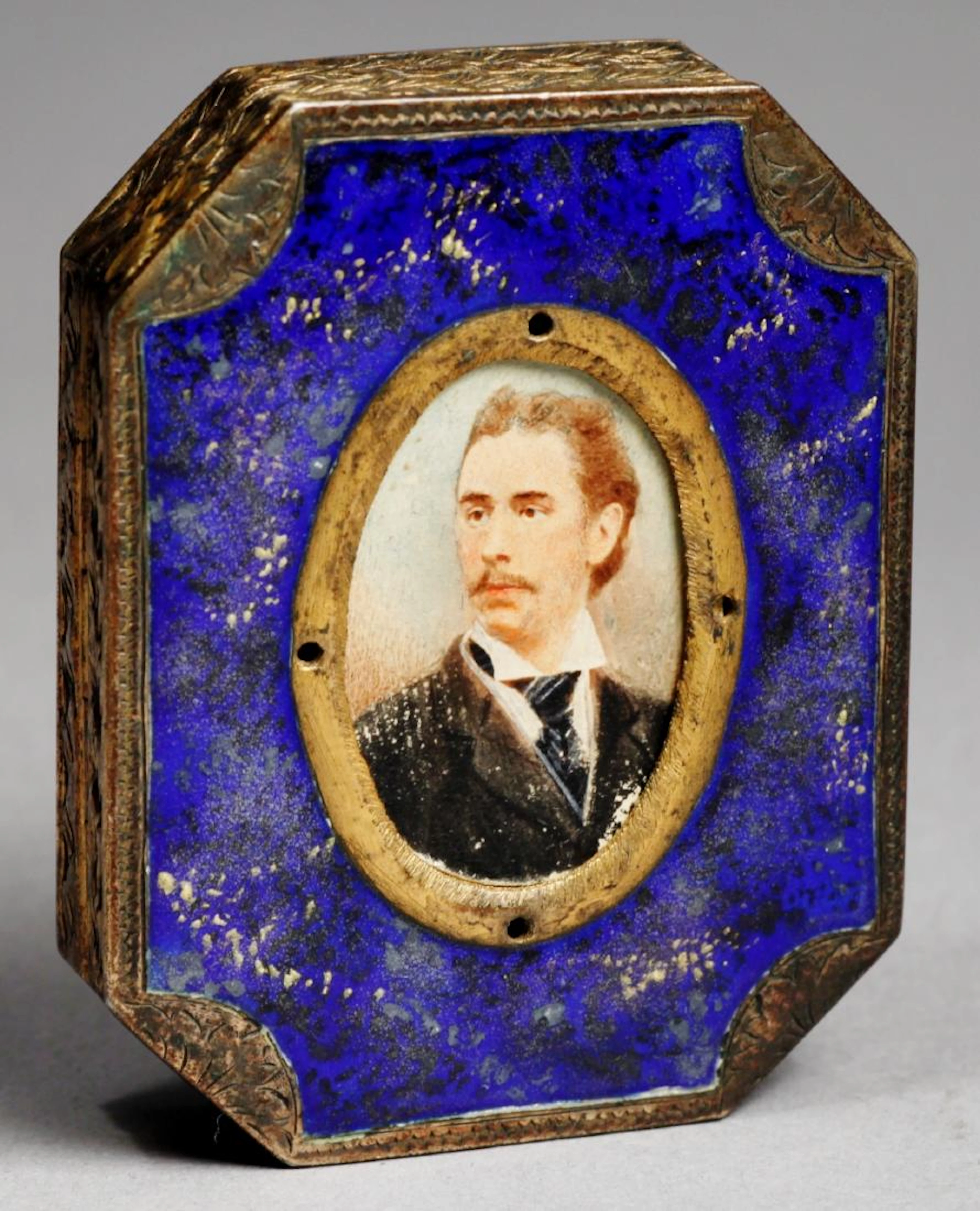 Antique 800 Silver Houbigant Enamel Compact