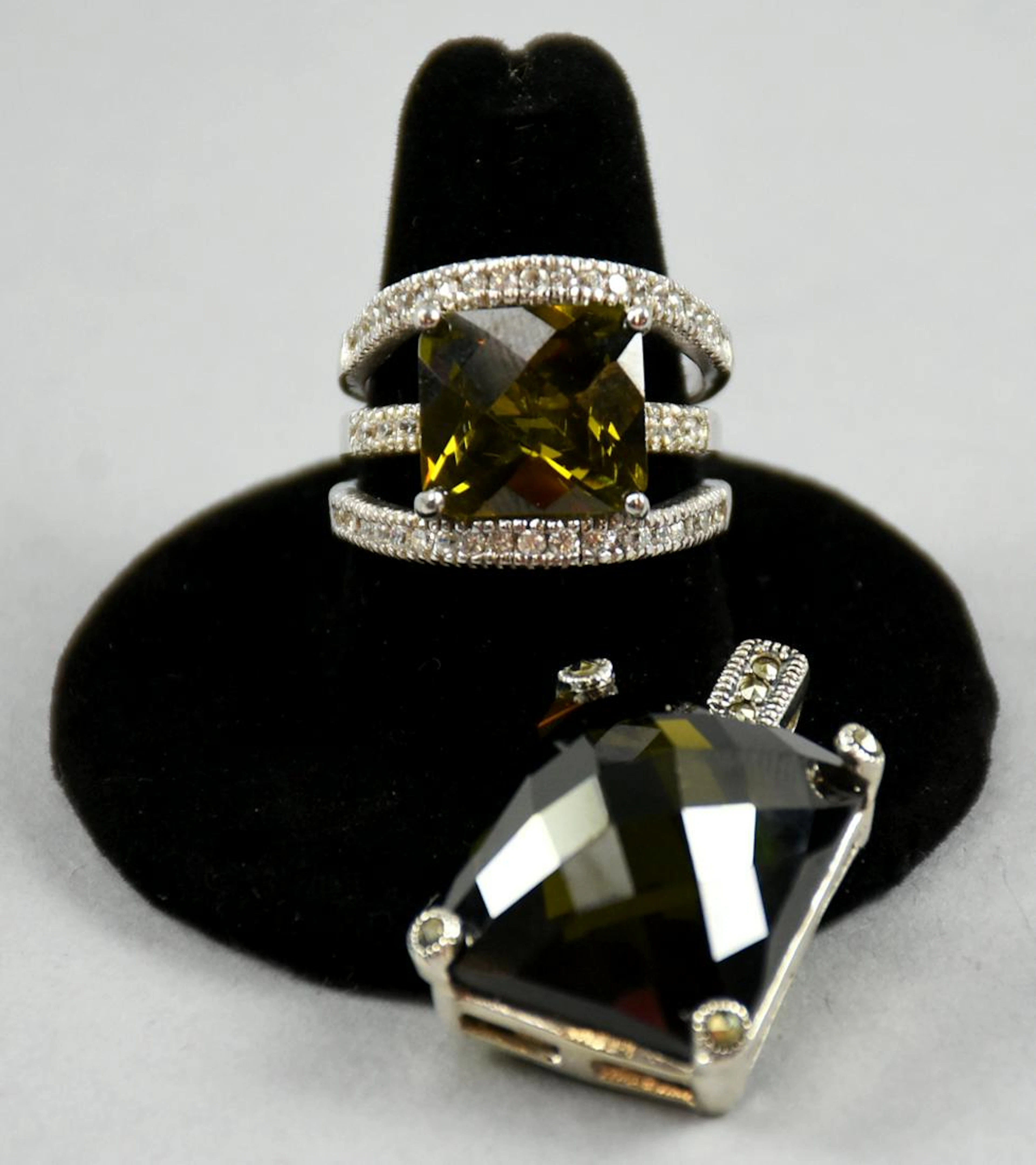 Cool Sterling Moldavite Crystal Jewelry Set, Hava