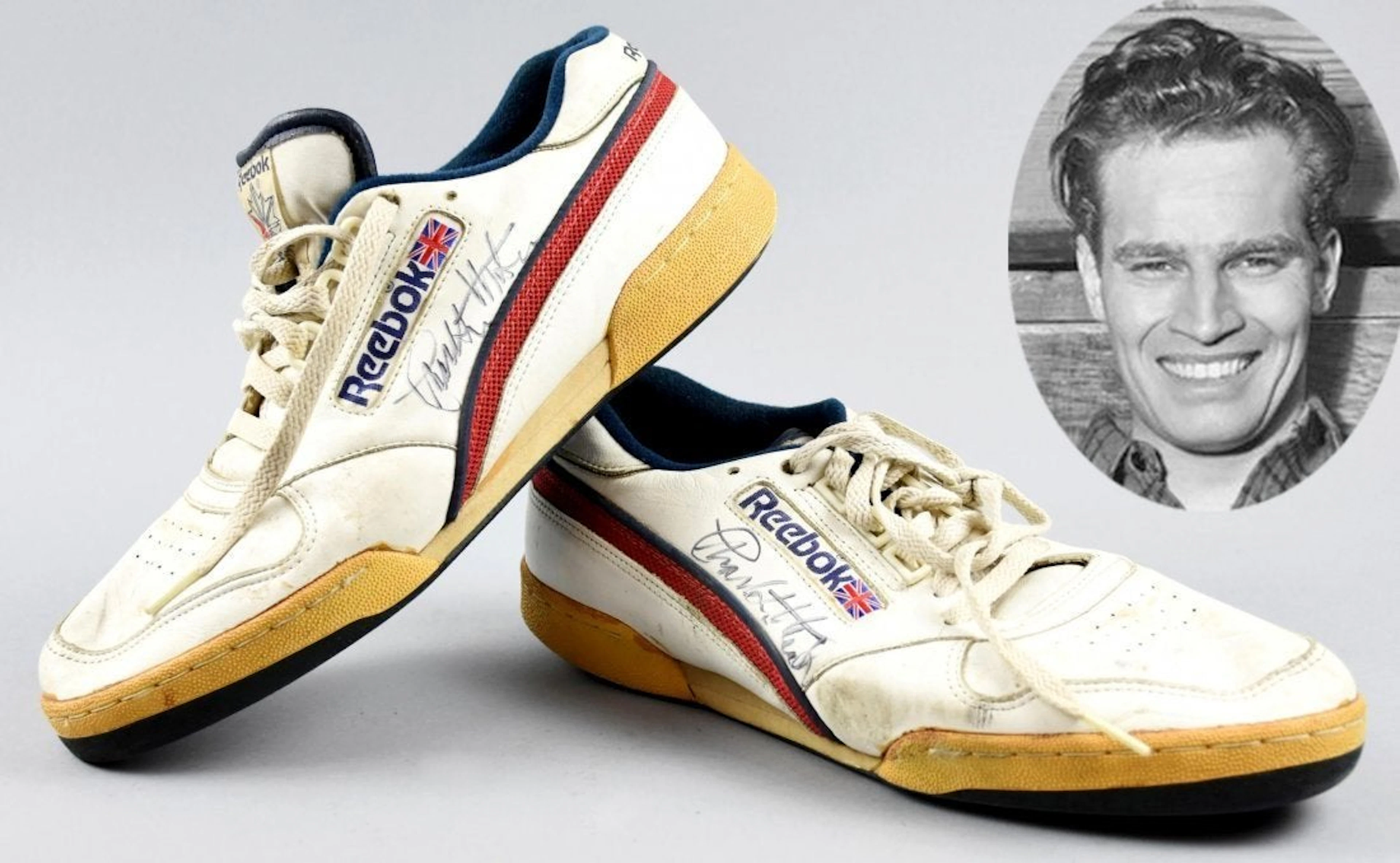 Vintage Charleton Heston Signed Reebok Sneakers