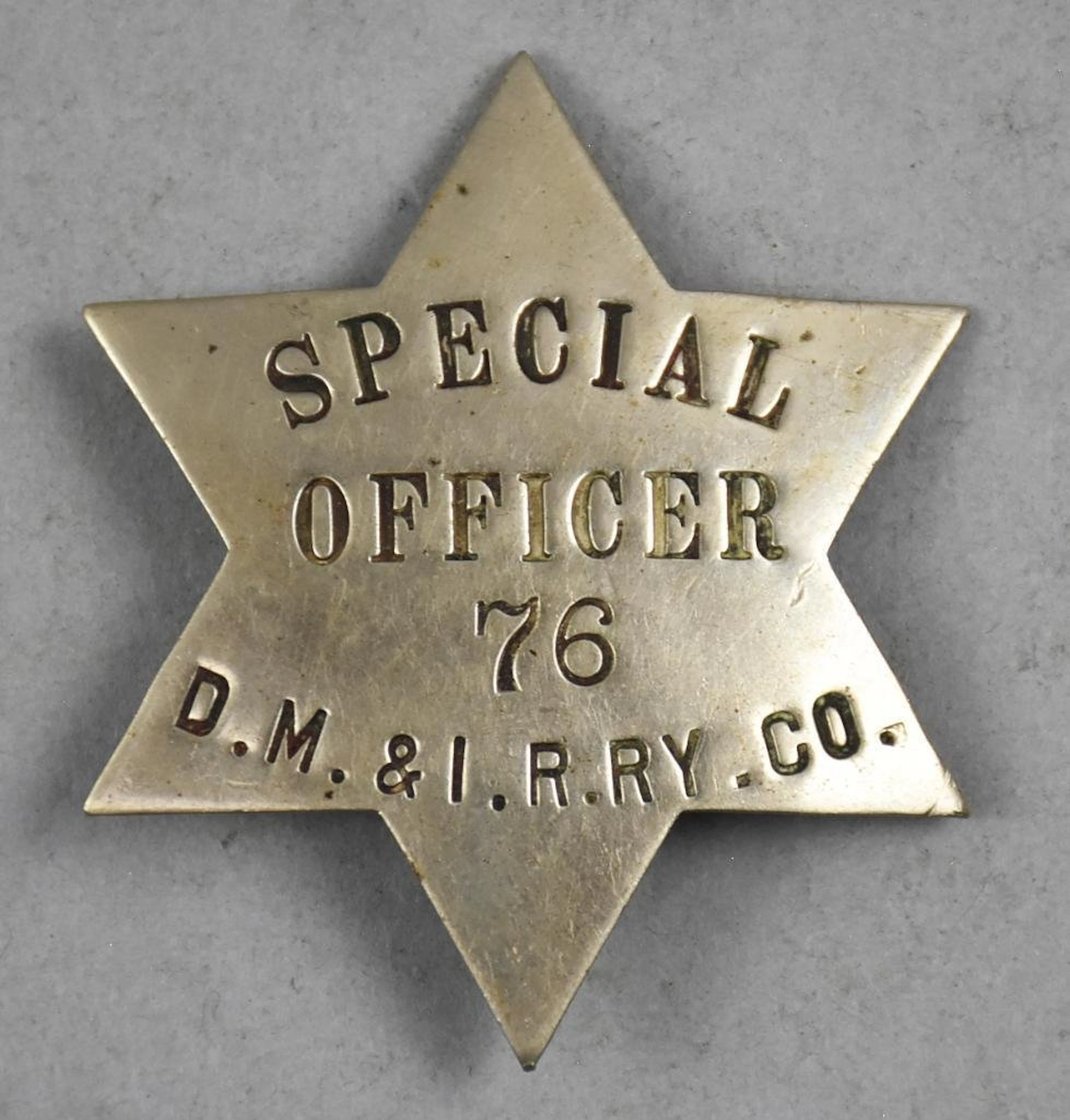 Obsolete DM & IR Railway Special Officer Badge
