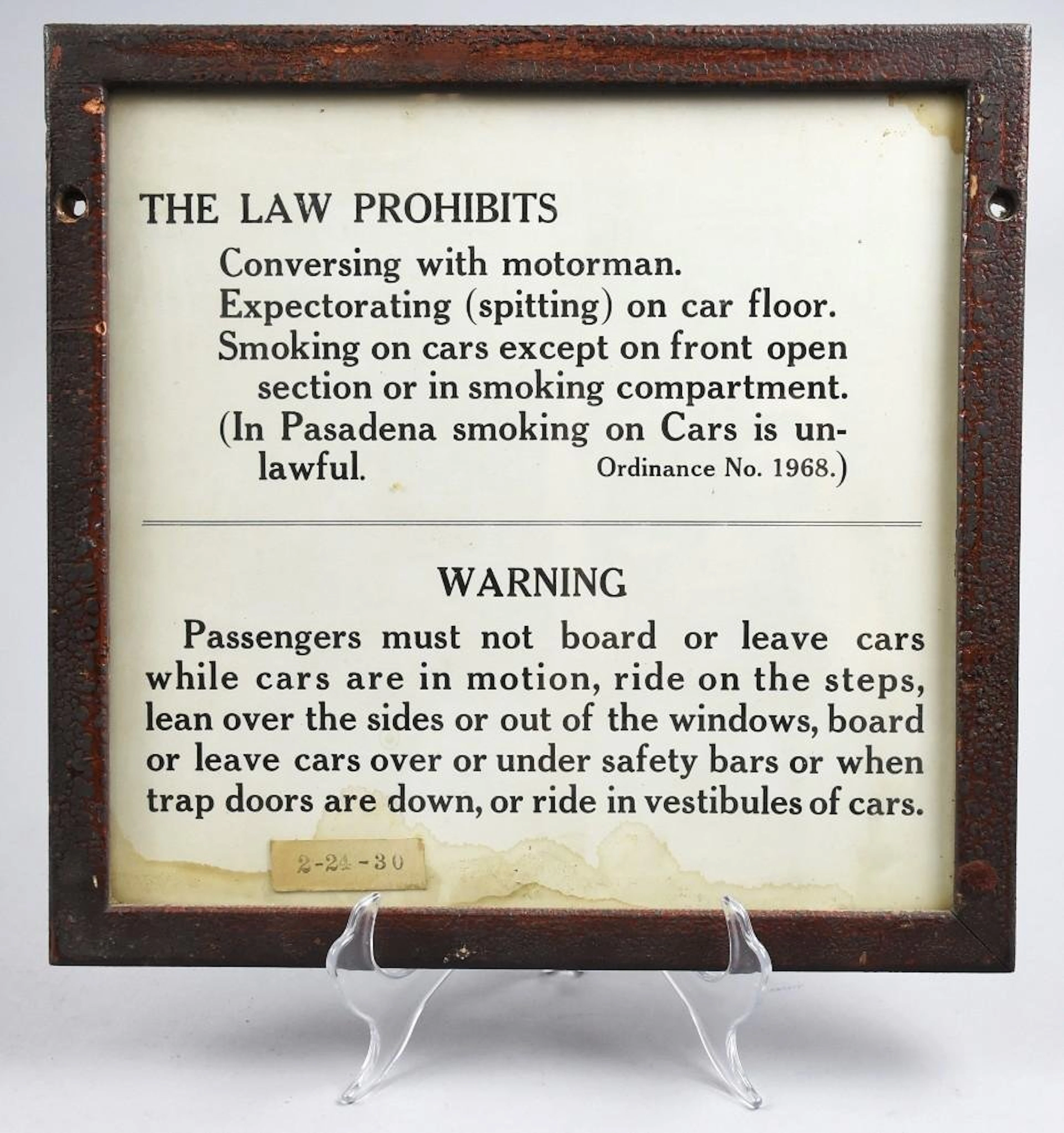 Vintage Railroad/Train Ordinance and Rule Sig