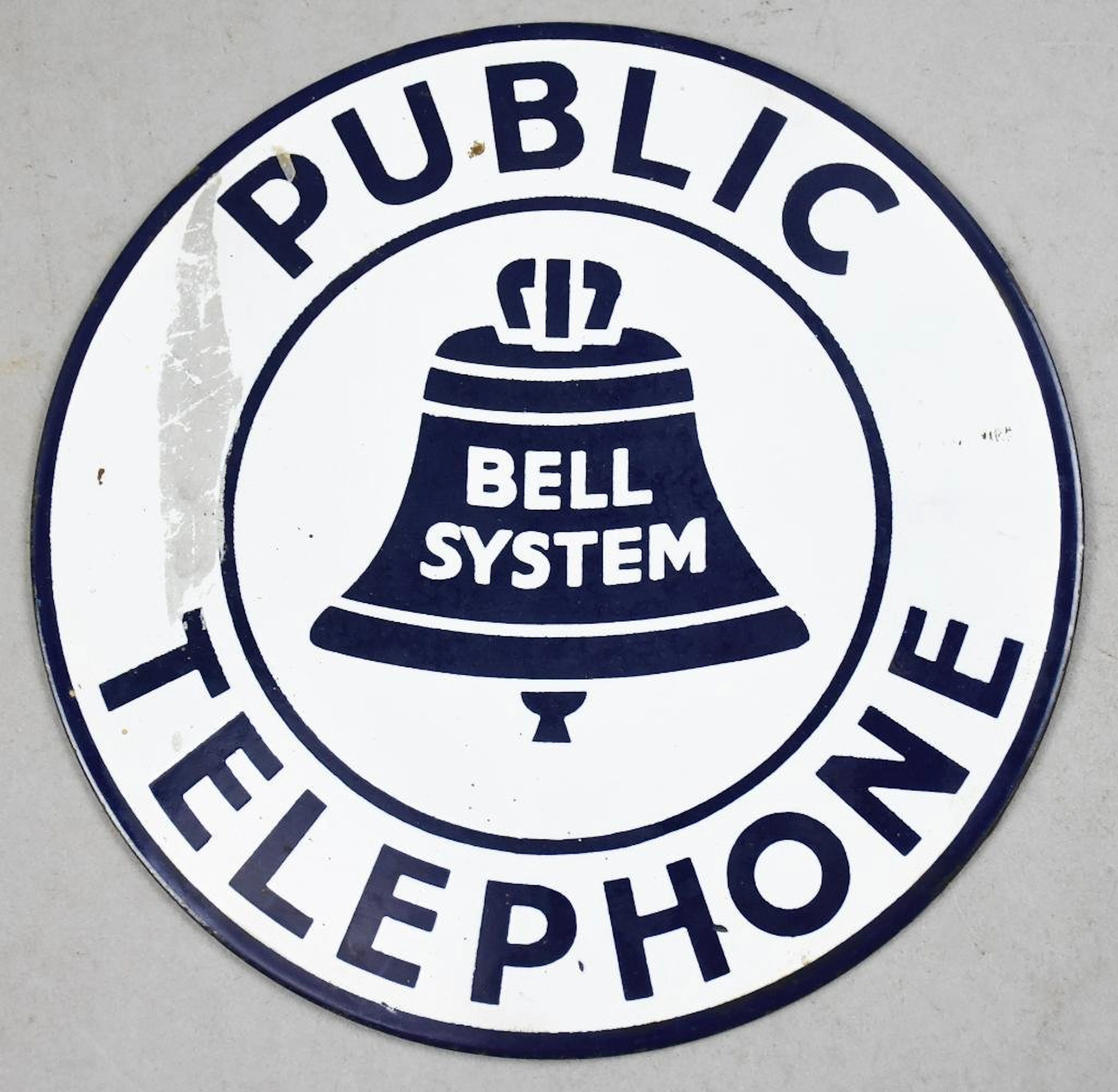 Vintage Bell Systems Public Telephone Porcelain Sig