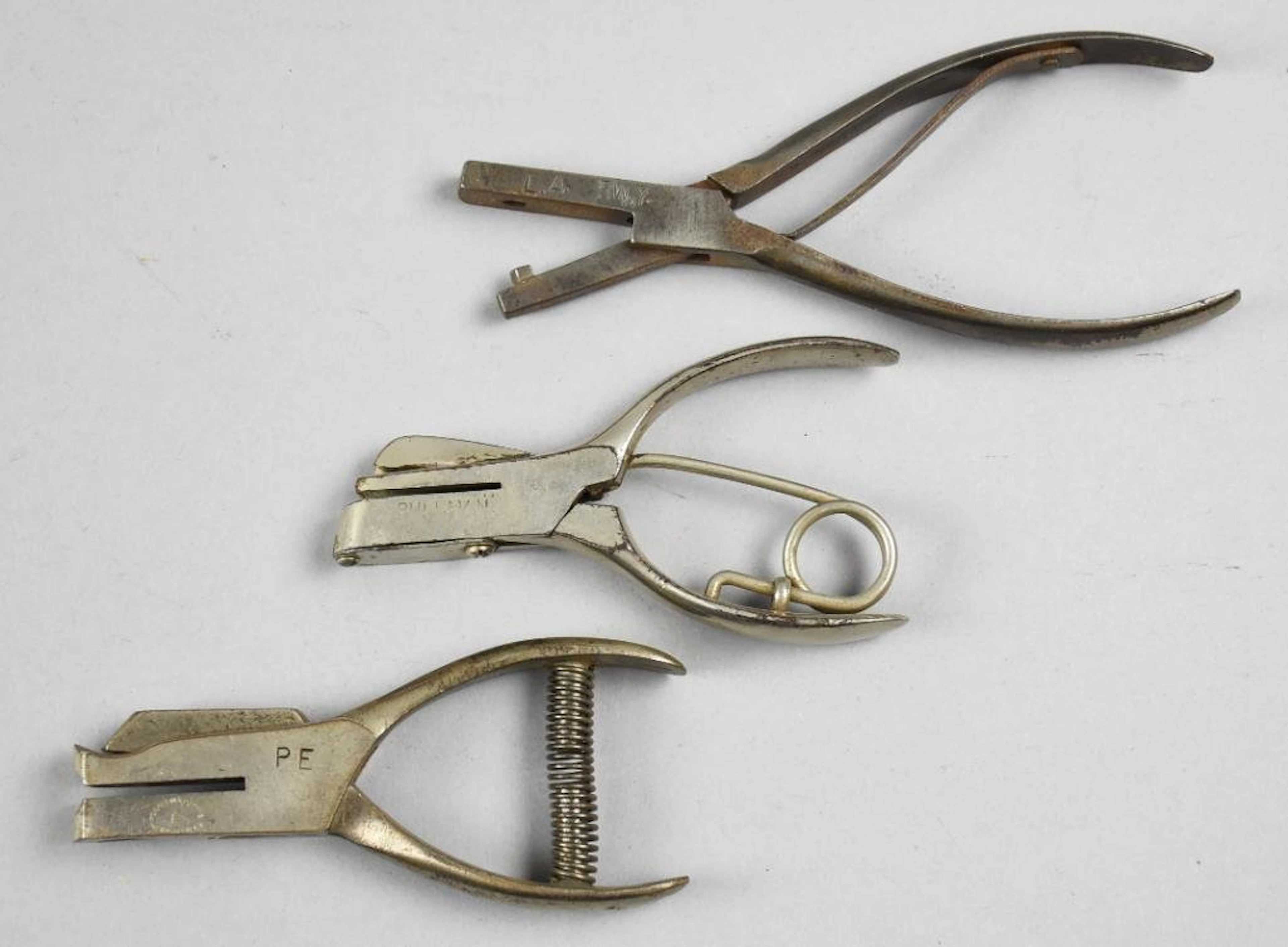 (3) Vintage Conductor Ticket Punch Tools, LA RWY Plus