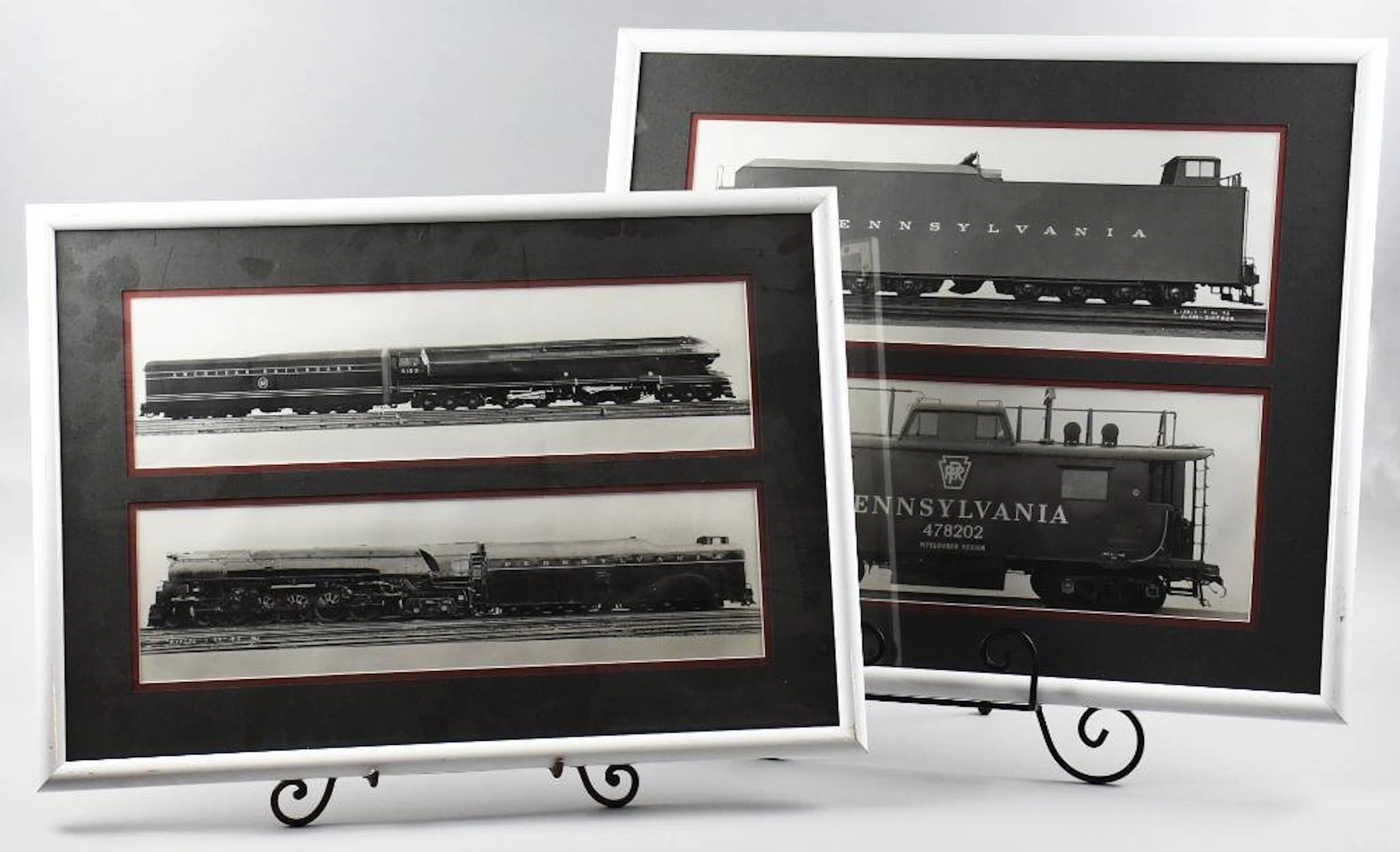 Framed Black & White Railroad Train Photos