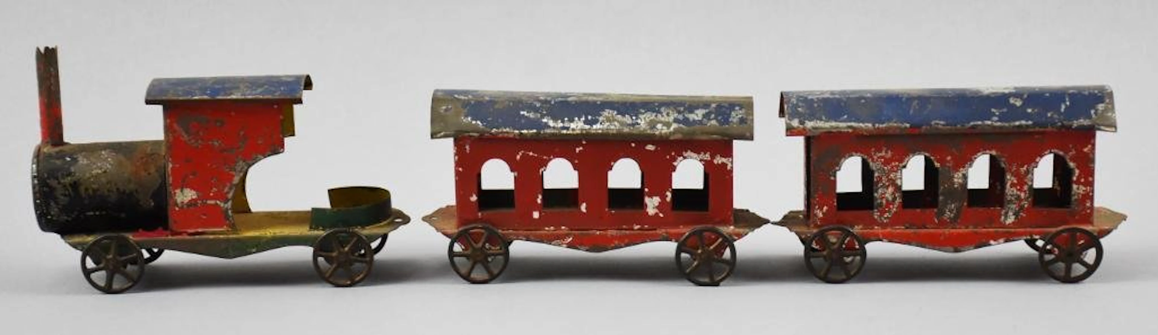 c1885 James Fallows Tin VICTOR Floor Train, 3 Pieces