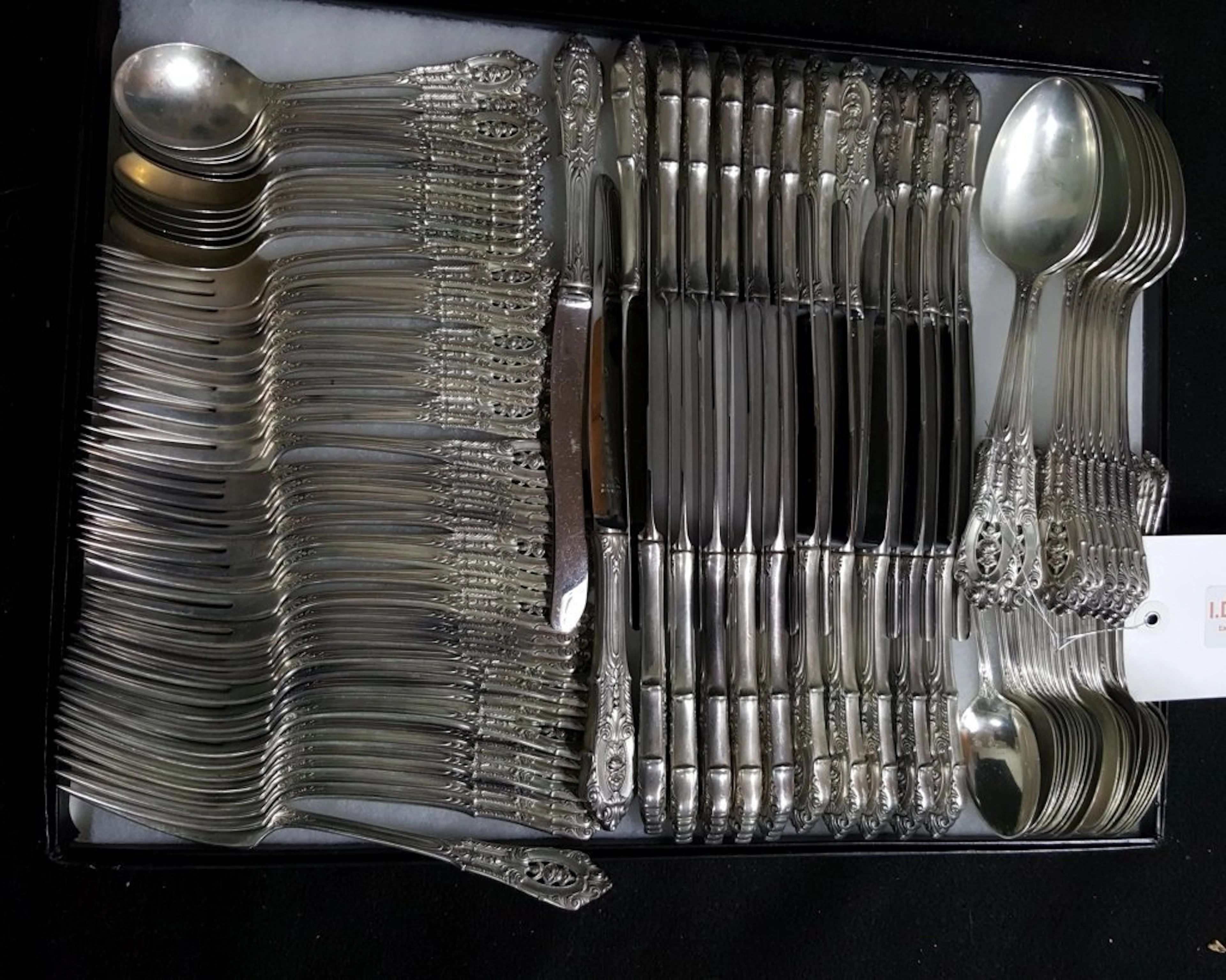 Wallace Sterling Silver Rosepoint Flatware; 100 Pieces