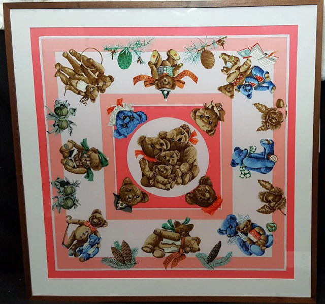 A Framed Hermes Scarf Confidents Des Coeurs Pink