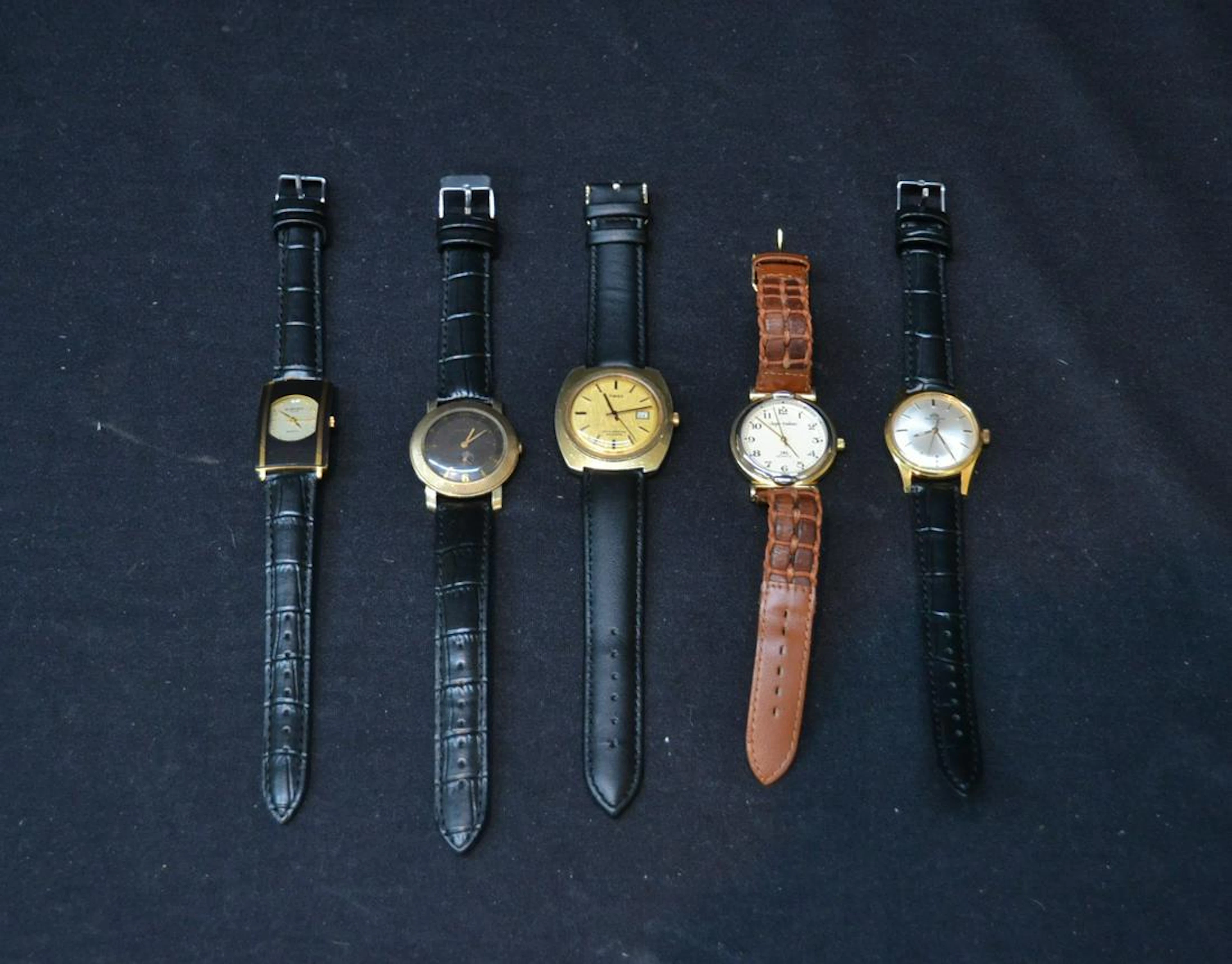 (5) vintage watches including bucherer