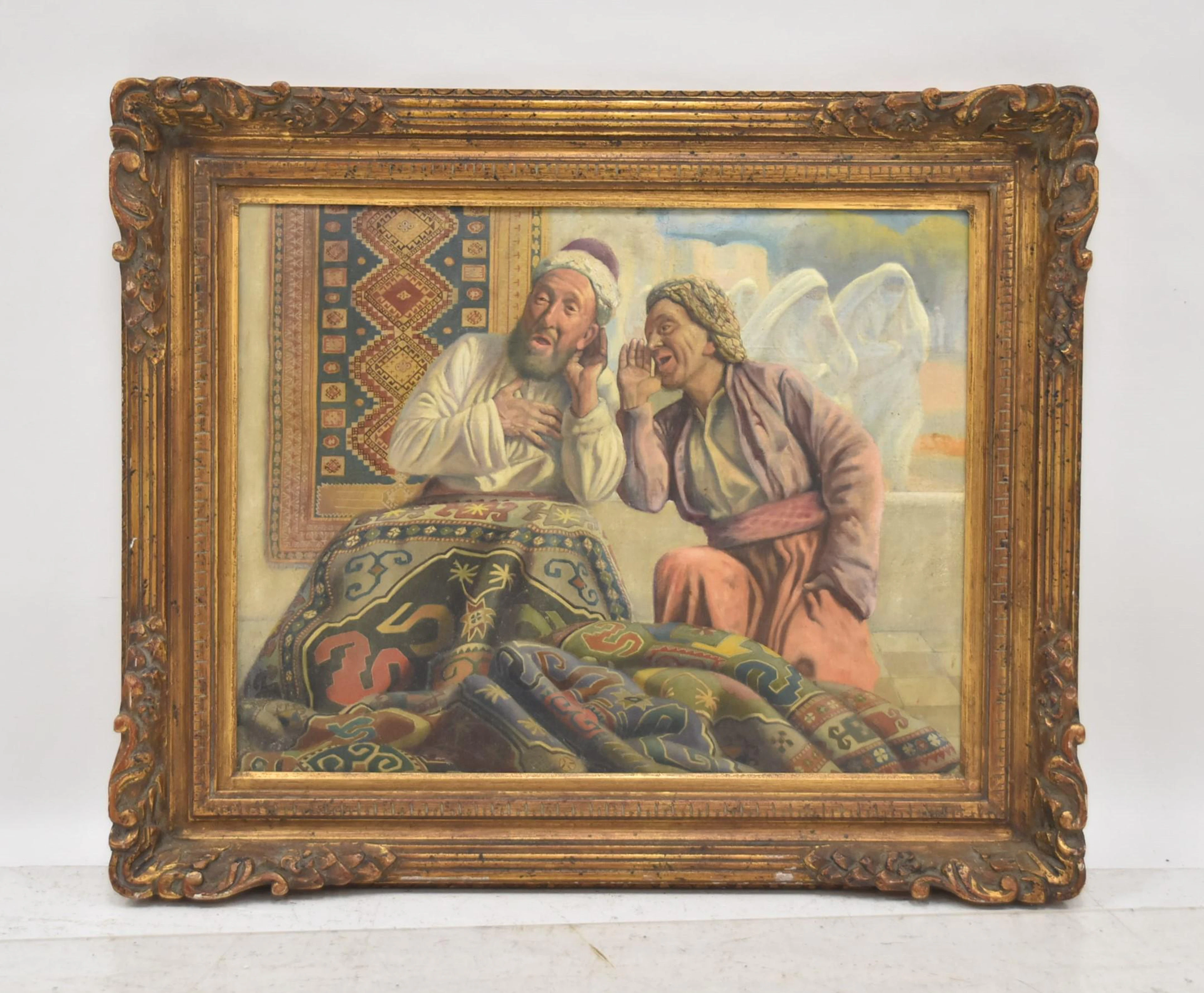 ORIENTALIST OIL ON CANVAS OF RUG MERCHANTS