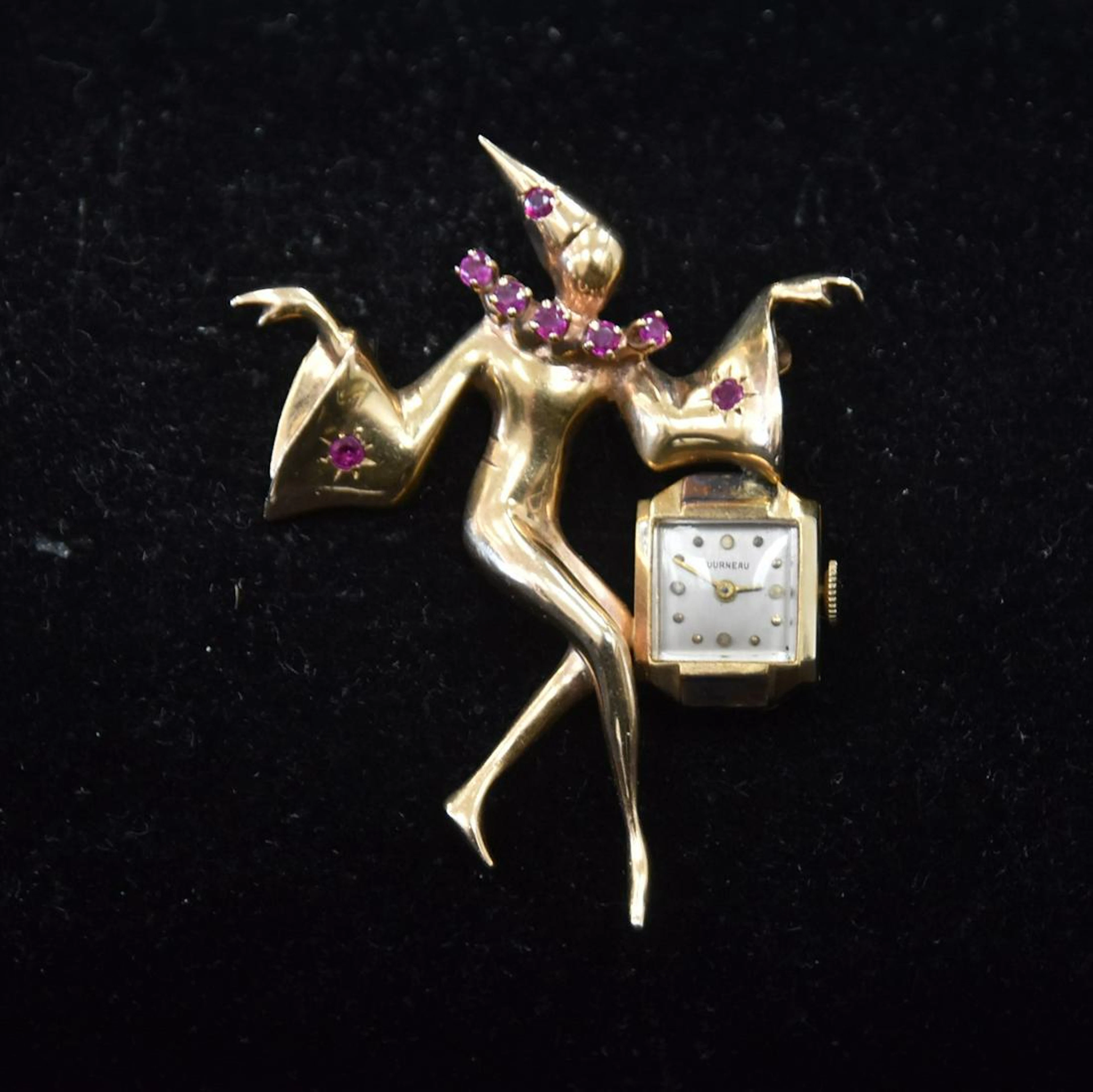 DECO 14kt GOLD LAPEL WATCH PIN - BROOCH