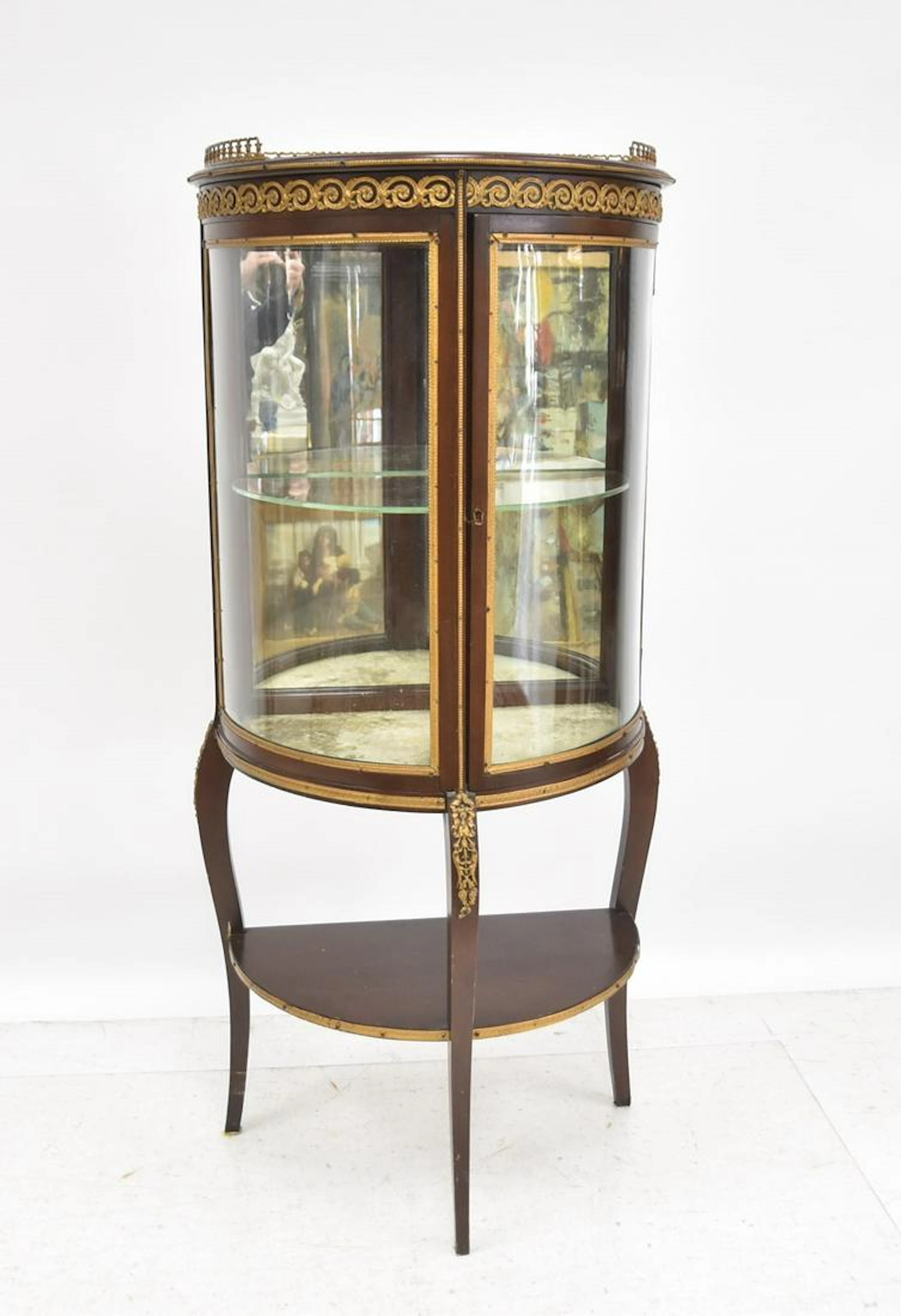 BRONZE MOUNTED DEMILUNE VITRINE